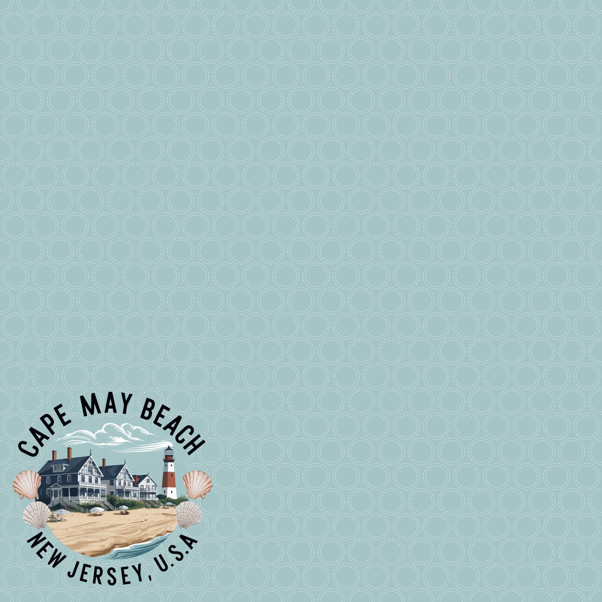 Beach Party Collection Cape May Beach, New Jersey 12 x 12 Double-Sided Scrapbook Paper by SSC Designs