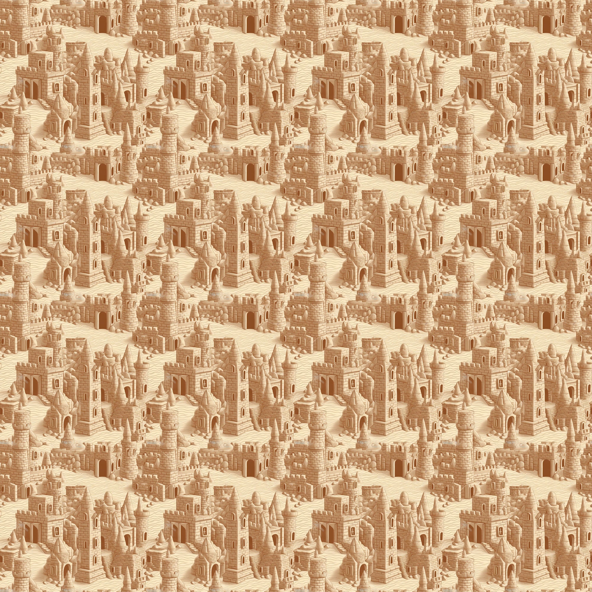 Beach Party Collection Sandcastles 12 x 12 Double-Sided Scrapbook Paper by SSC Designs