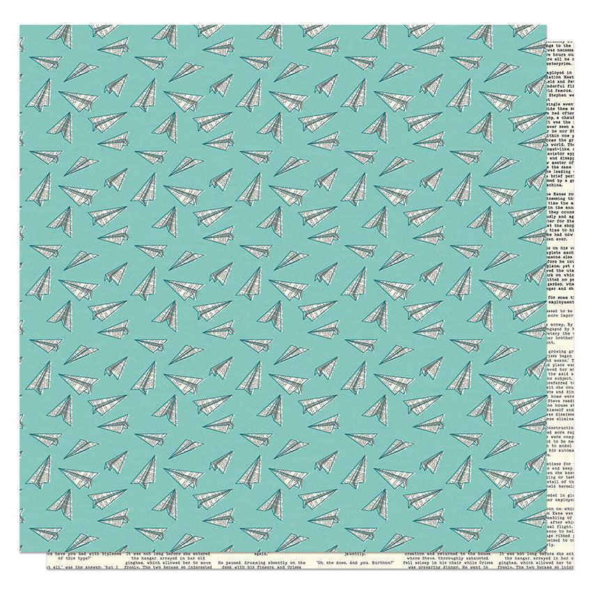 Book Club Collection Paper Plane 12 x 12 Double-Sided Scrapbook Paper by Photo Play Paper - Scrapbook Supply Companies