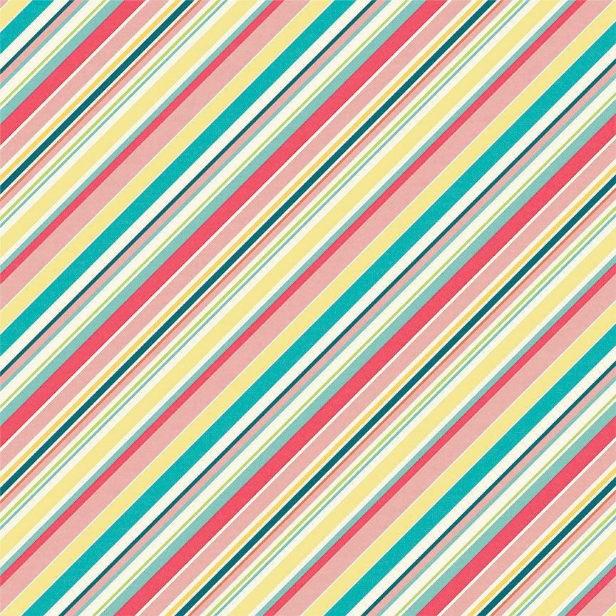 Book Club Collection Storied Stripe 12 x 12 Double-Sided Scrapbook Paper by Photo Play Paper - Scrapbook Supply Companies