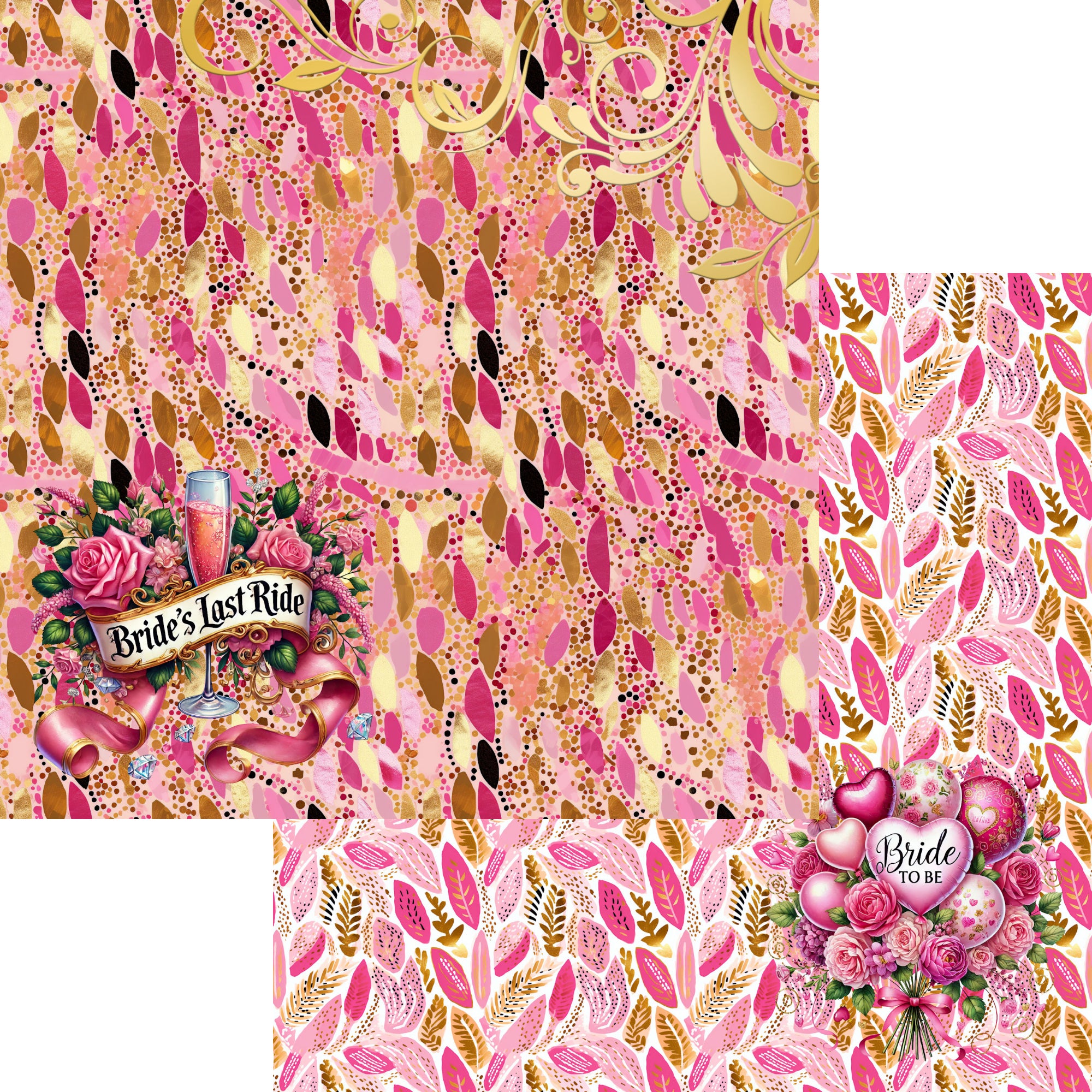 Bachelorette Party Collection The Bride 12 x 12 Double-Sided Scrapbook Paper by SSC Designs