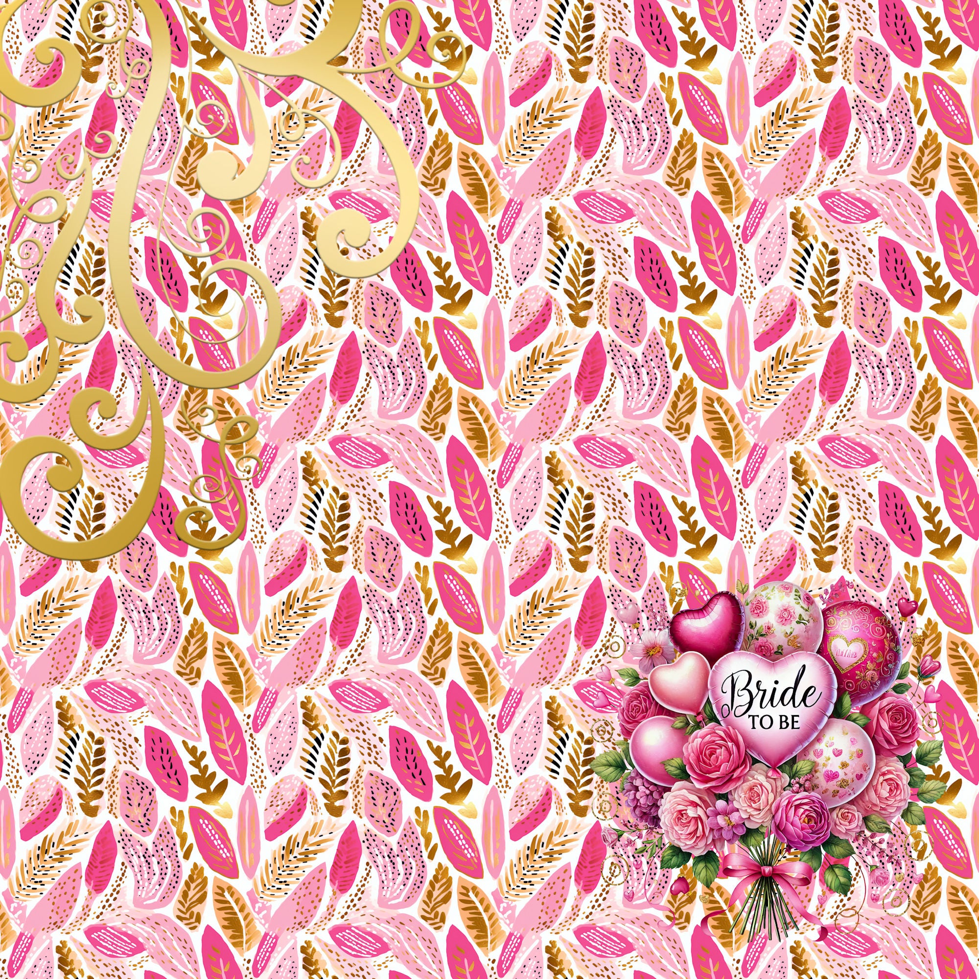 Bachelorette Party Collection The Bride 12 x 12 Double-Sided Scrapbook Paper by SSC Designs