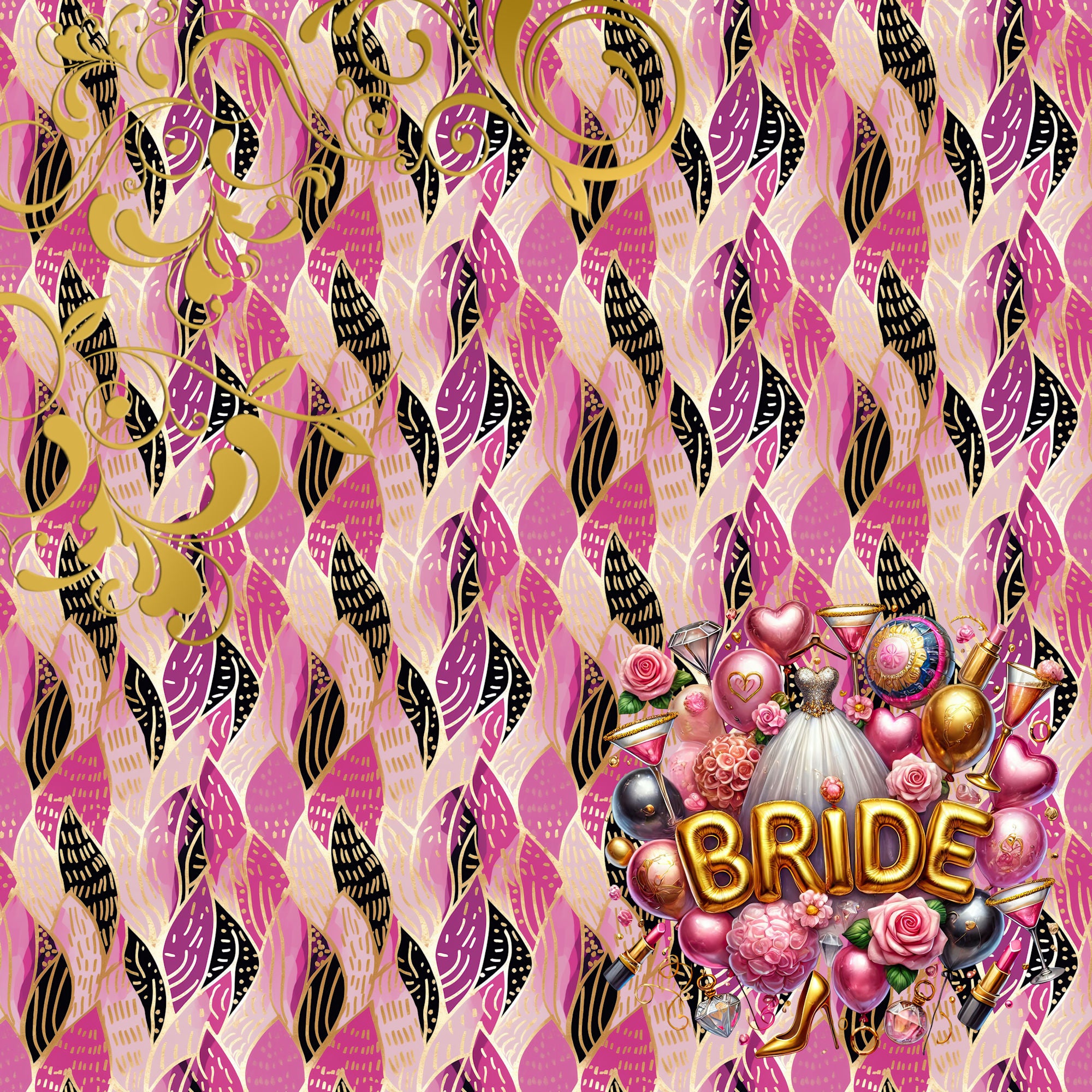 Bachelorette Party Collection Bride's Last Ride 12 x 12 Double-Sided Scrapbook Paper by SSC Designs