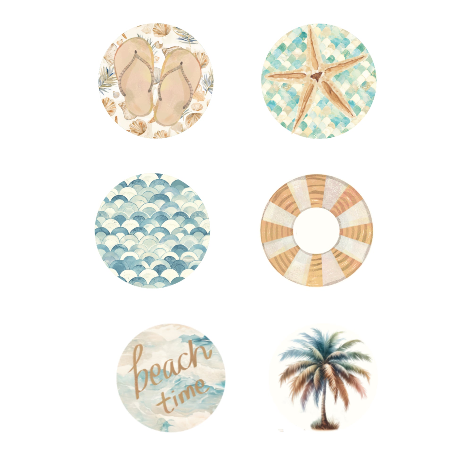 Beach Dreams Collection Button Bubbles 1" Self-Adhesive Scrapbook Embellishments by MH Flair & More