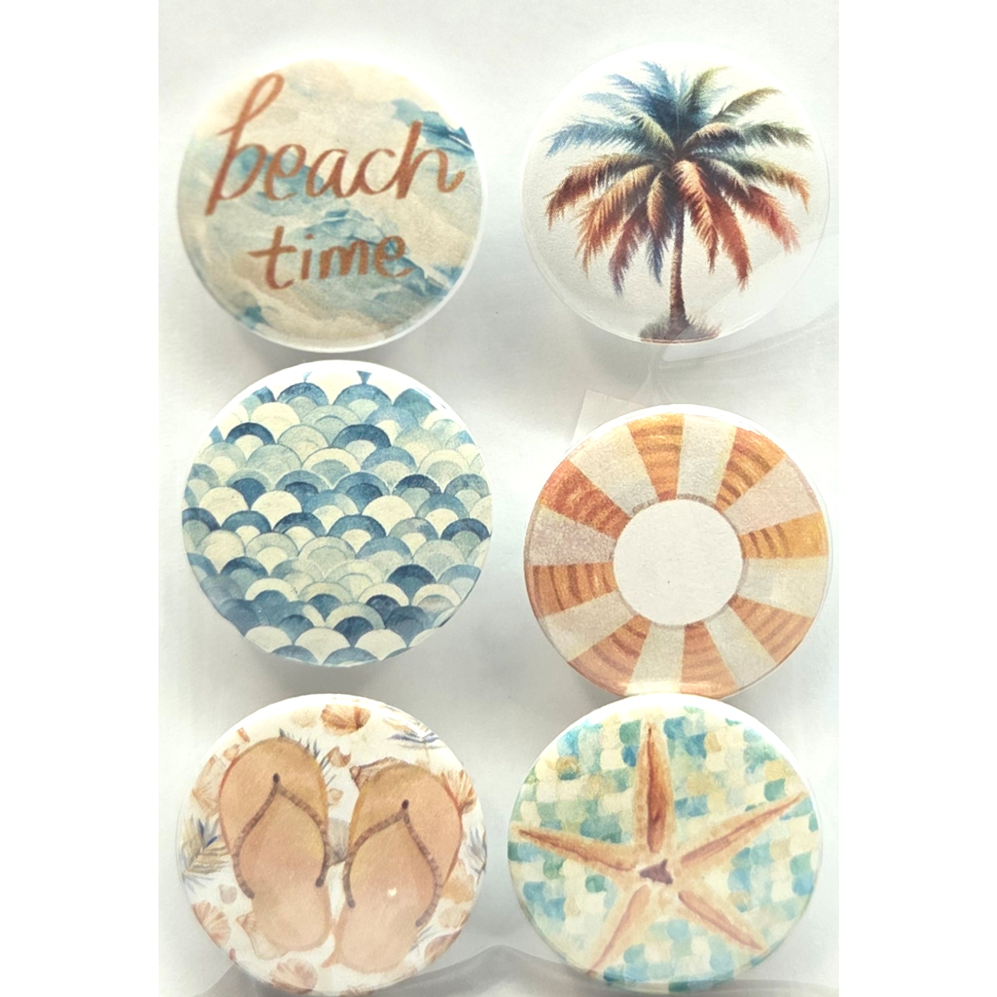 Beach Dreams Collection Button Bubbles 1" Self-Adhesive Scrapbook Embellishments by MH Flair & More