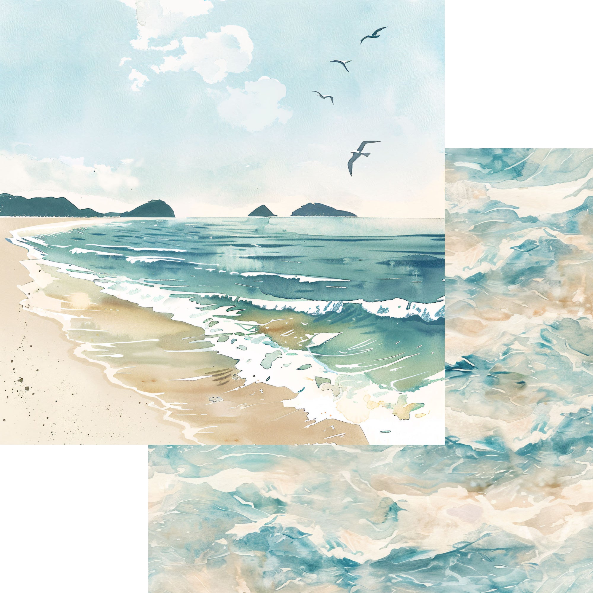 Beach Dreams 12 x 12 Scrapbook Paper & Embellishment Kit by SSC Designs - 13 Pieces