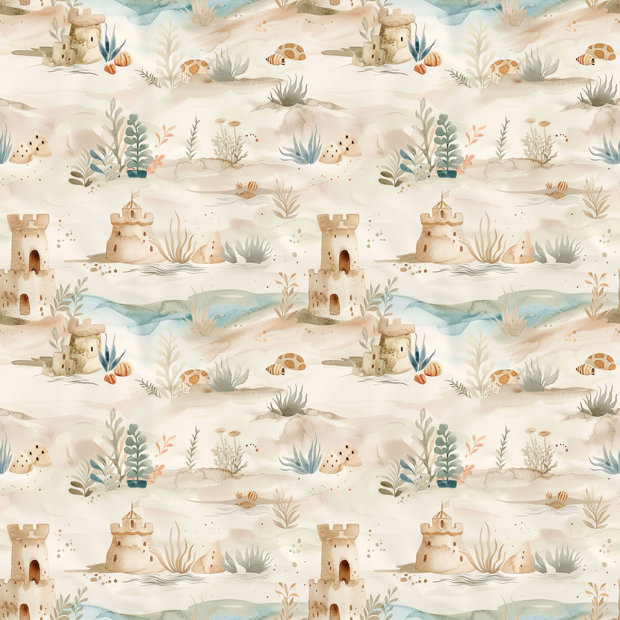 Beach Dreams Collection Sandcastles 12 x 12 Double-Sided Scrapbook Paper by SSC Designs