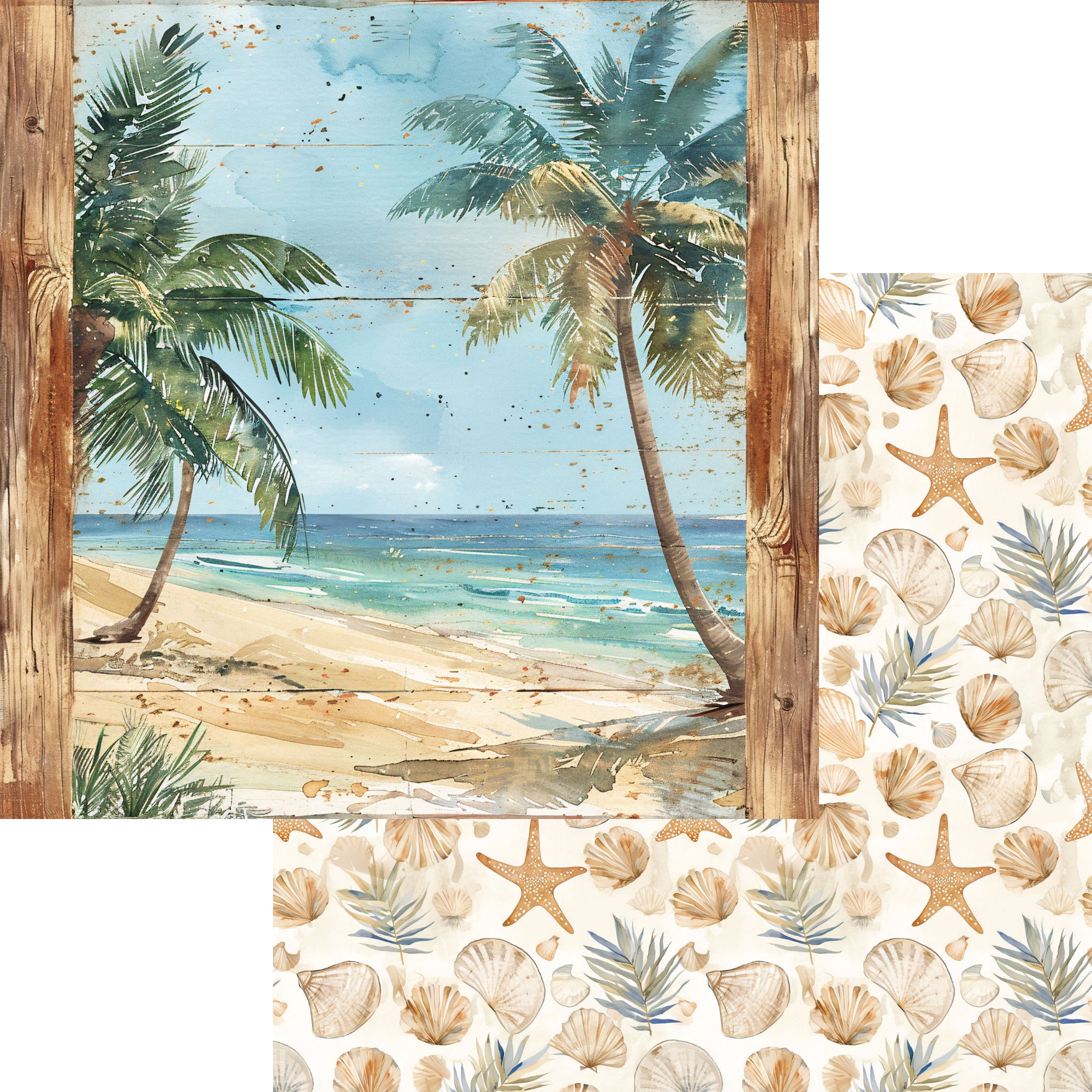 Beach Dreams 12 x 12 Scrapbook Paper & Embellishment Kit by SSC Designs - 13 Pieces