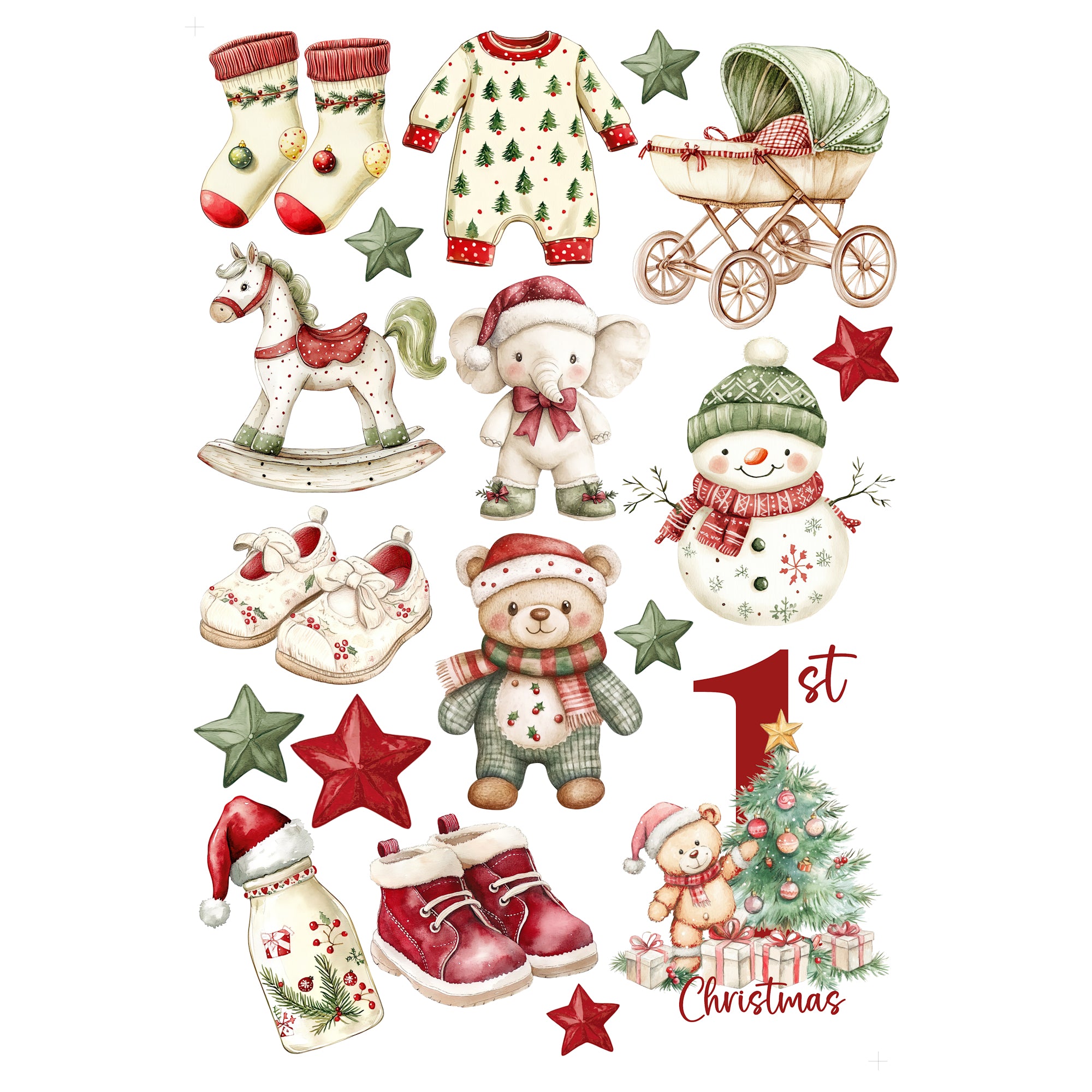 Baby's First Christmas Collection Laser Cut Scrapbook Ephemera Embellishments by SSC Designs