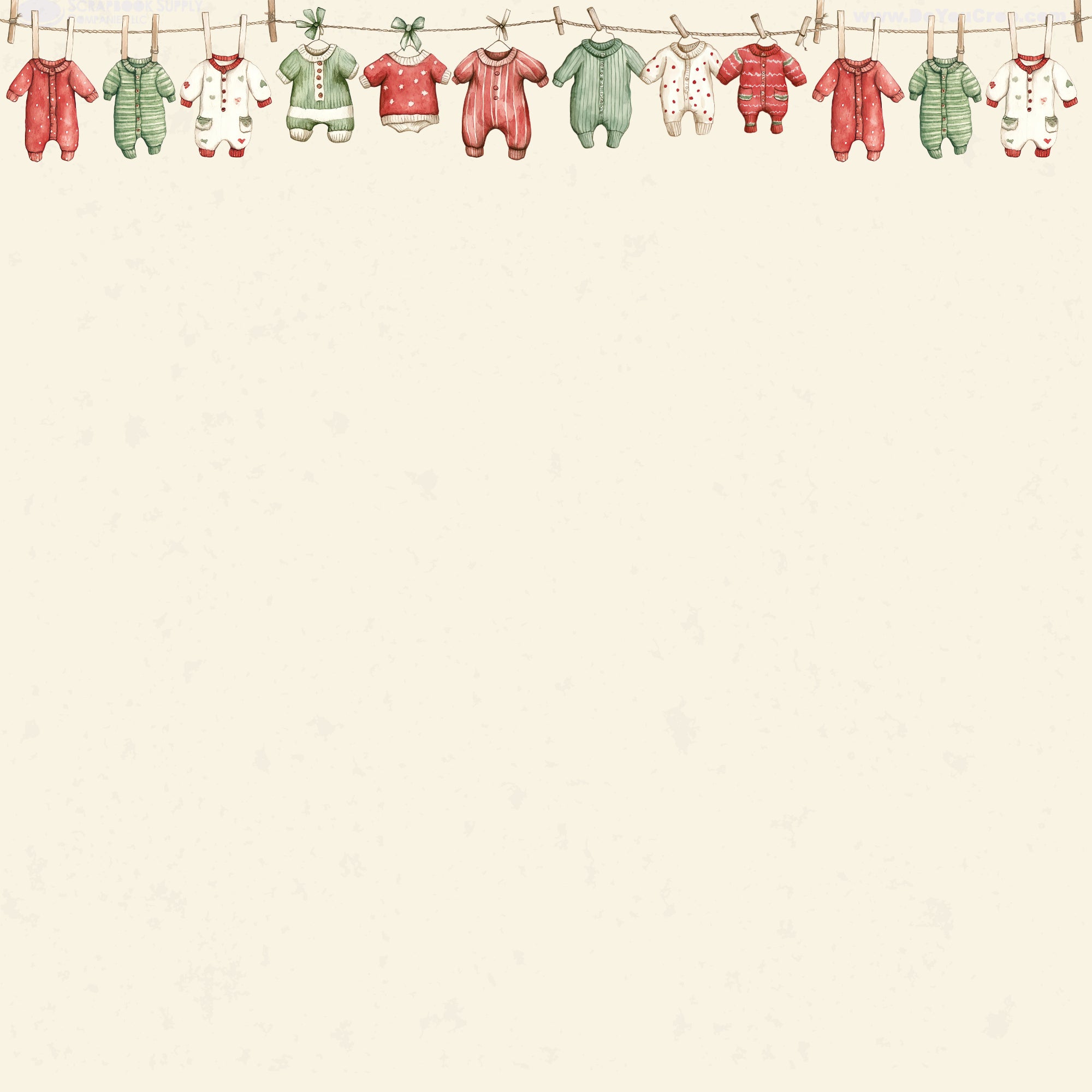 Baby's First Christmas Collection Tiny Little Clothes 12 x 12 Double-Sided Scrapbook Paper by SSC Designs