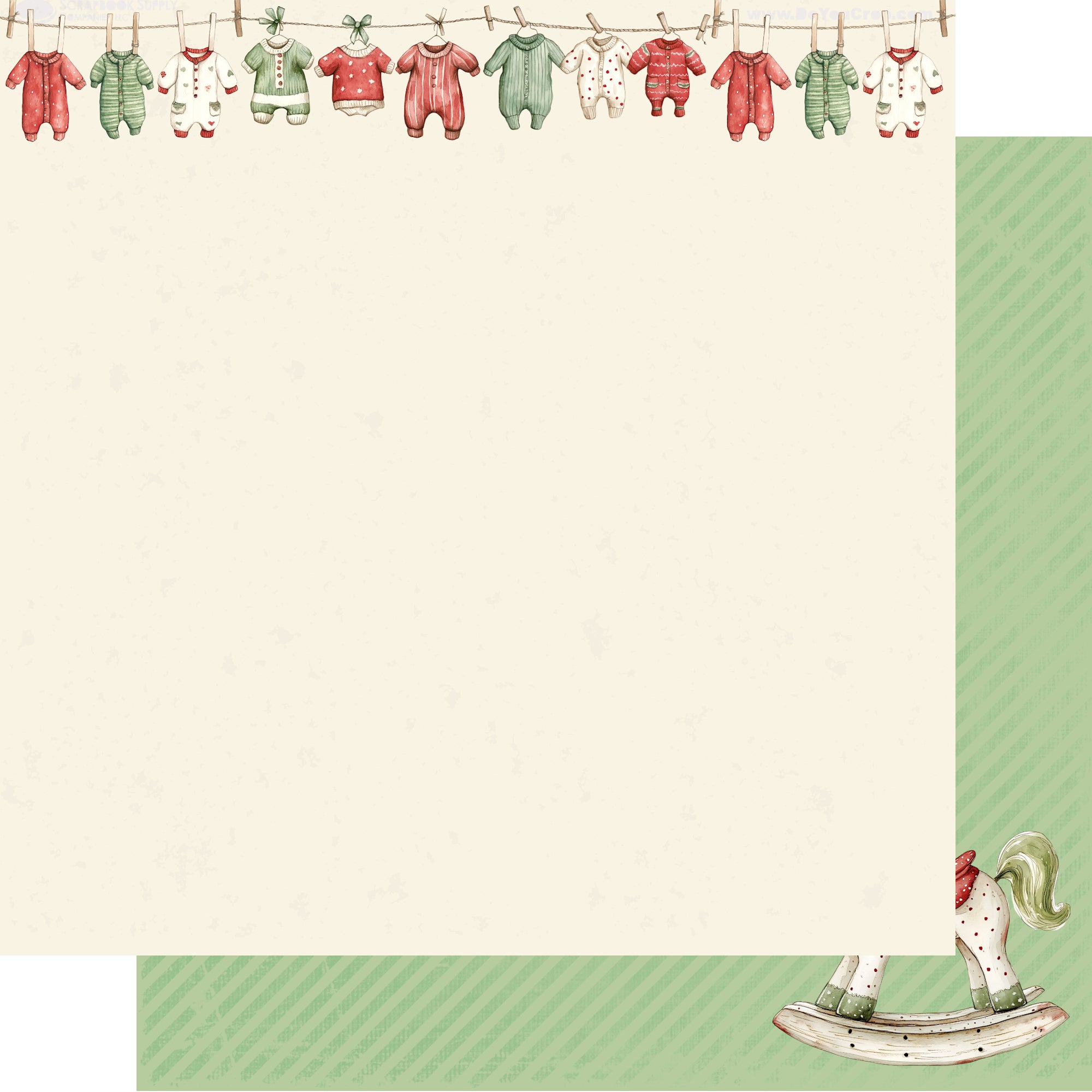 Baby's First Christmas Collection Tiny Little Clothes 12 x 12 Double-Sided Scrapbook Paper by SSC Designs