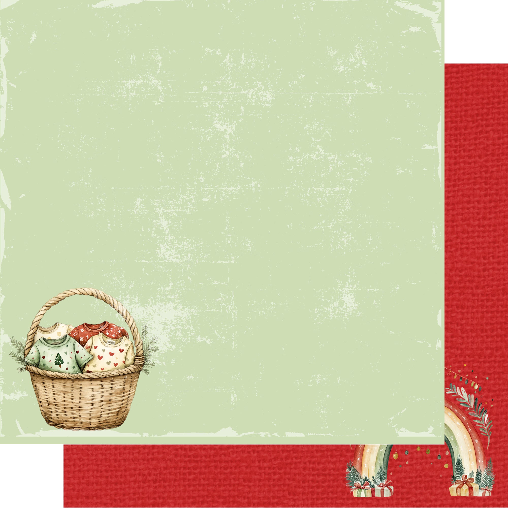 Baby's First Christmas Collection Christmas Laundry 12 x 12 Double-Sided Scrapbook Paper by SSC Designs