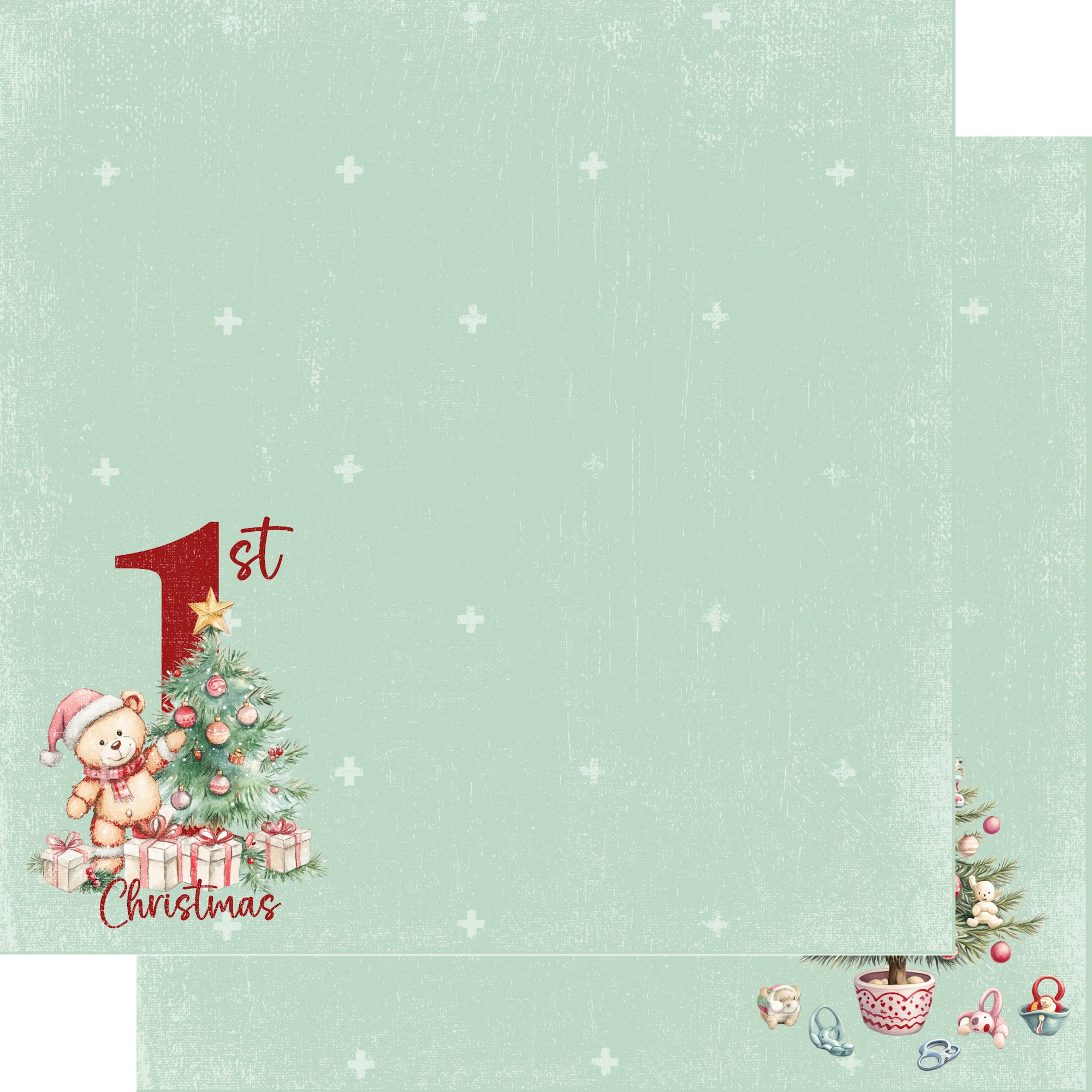 Baby's First Christmas Collection Baby First Christmas 12 x 12 Double-Sided Scrapbook Paper by SSC Designs