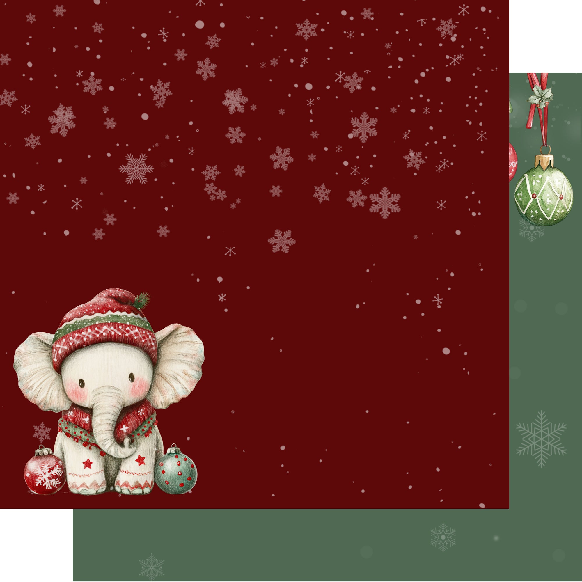 Baby's First Christmas Collection Stuffed Elephant 12 x 12 Double-Sided Scrapbook Paper by SSC Designs