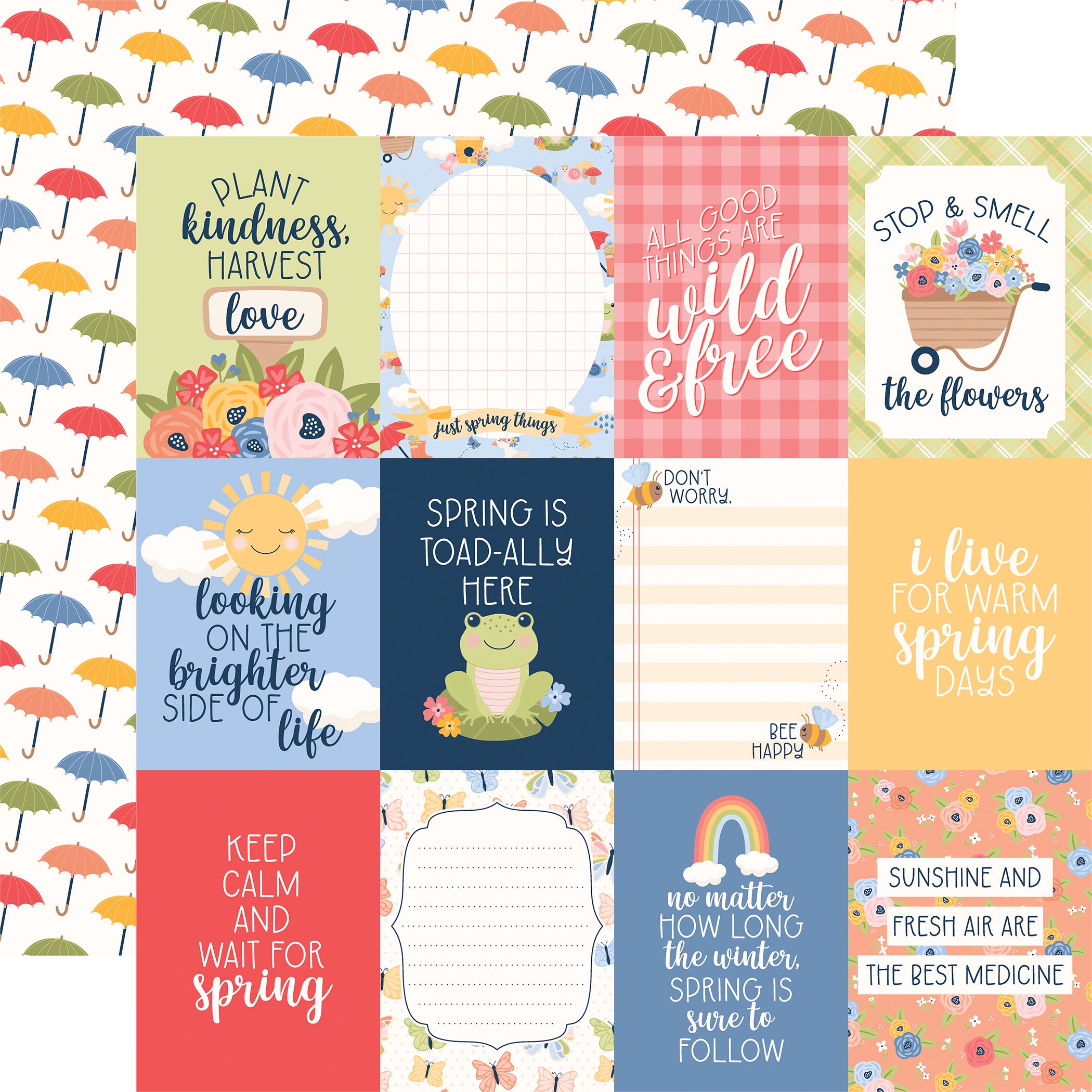 Blossoms & Bees Scrapbook Paper & Sticker Collection Kit by Echo Park Paper - 13 Pieces