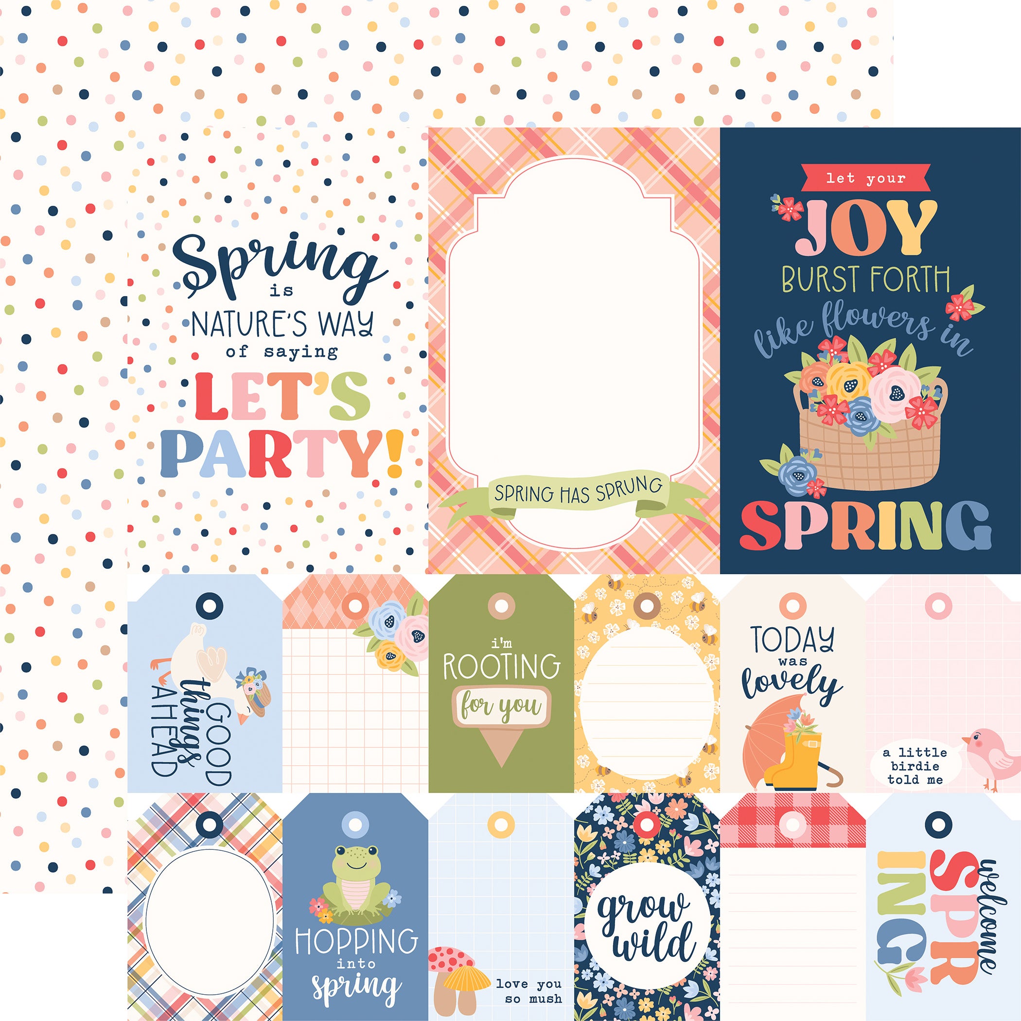Blossoms & Bees Scrapbook Paper & Sticker Collection Kit by Echo Park Paper - 13 Pieces