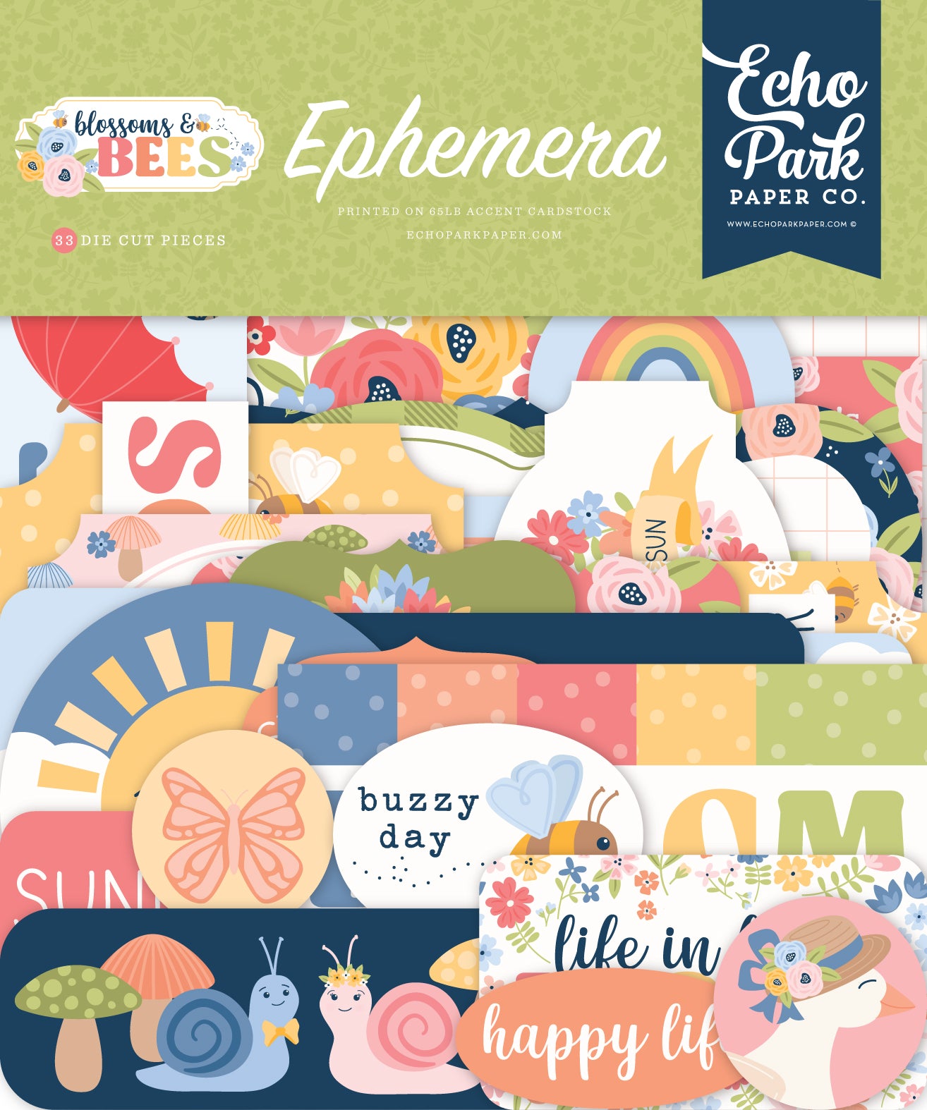 Blossoms & Bees Collection Scrapbook Ephemera Embellishments by Echo Park