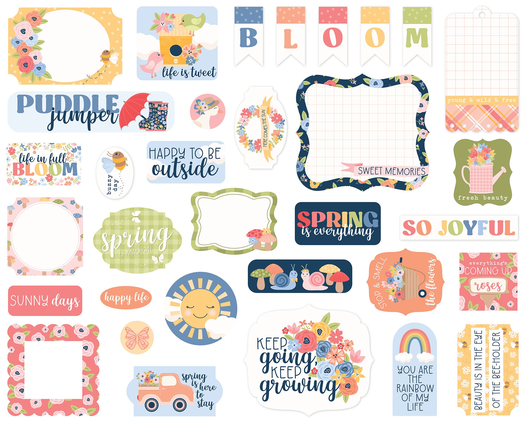 Blossoms & Bees Collection Scrapbook Ephemera Embellishments by Echo Park