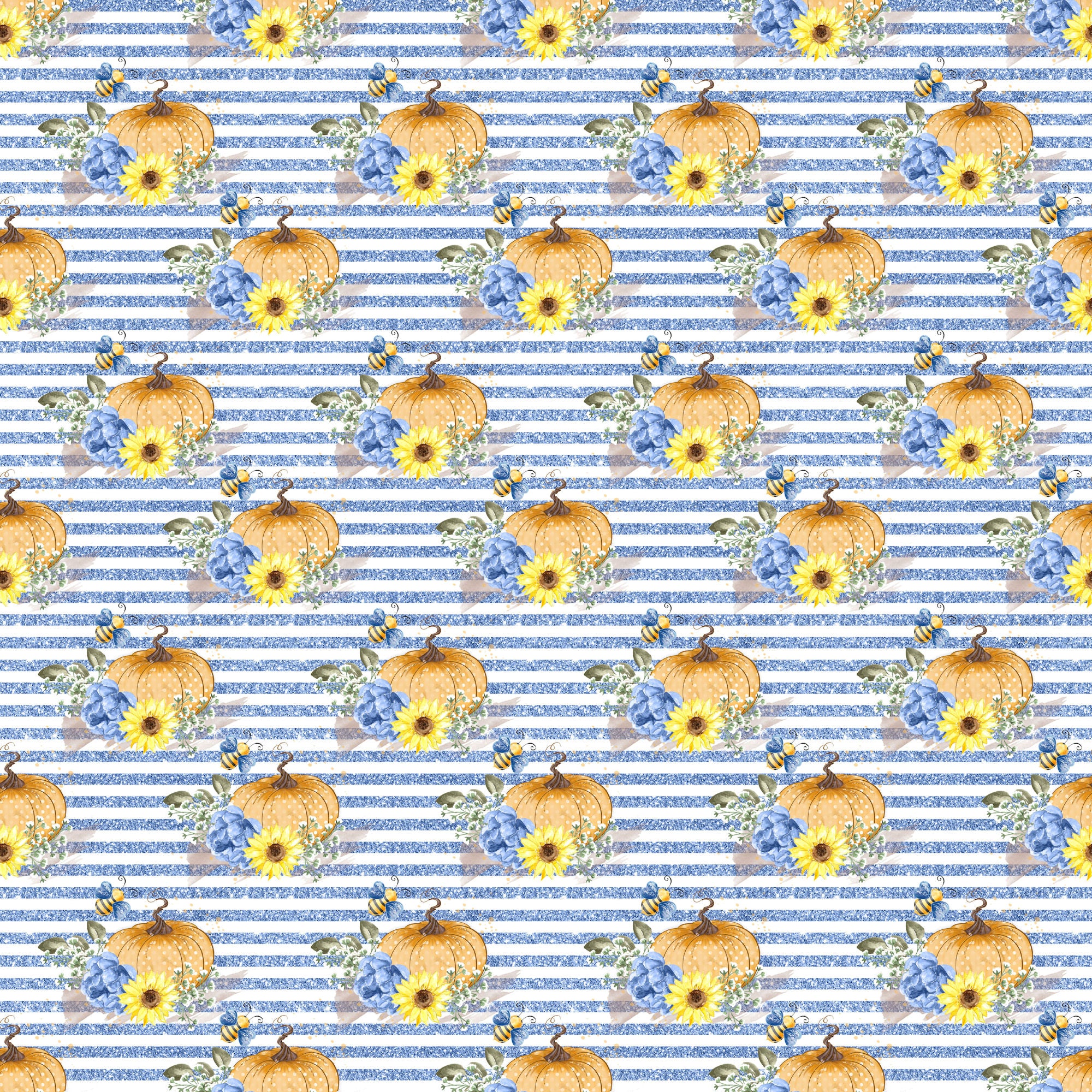 Bumblebee Fall Collection Pumpkin Stripes 12 x 12 Double-Sided Scrapbook Paper by SSC Designs