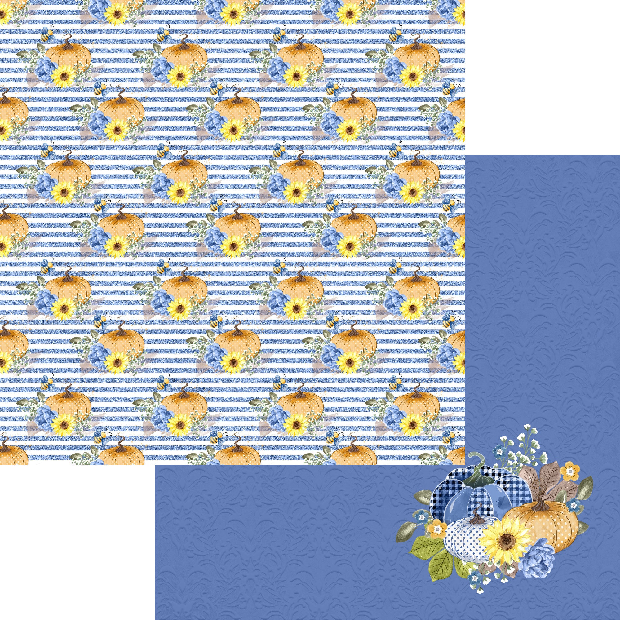 Bumblebee Fall Collection Pumpkin Stripes 12 x 12 Double-Sided Scrapbook Paper by SSC Designs