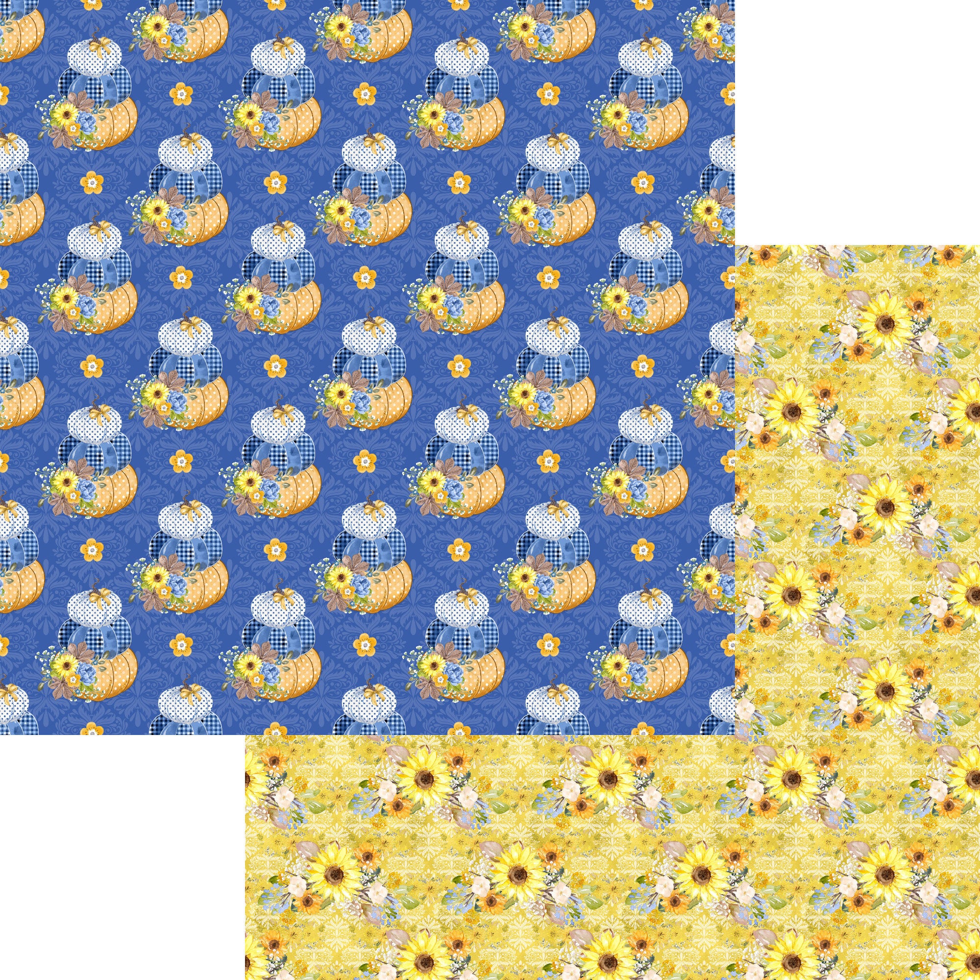 Bumblebee Fall Collection Sunflower Flourish 12 x 12 Double-Sided Scrapbook Paper by SSC Designs