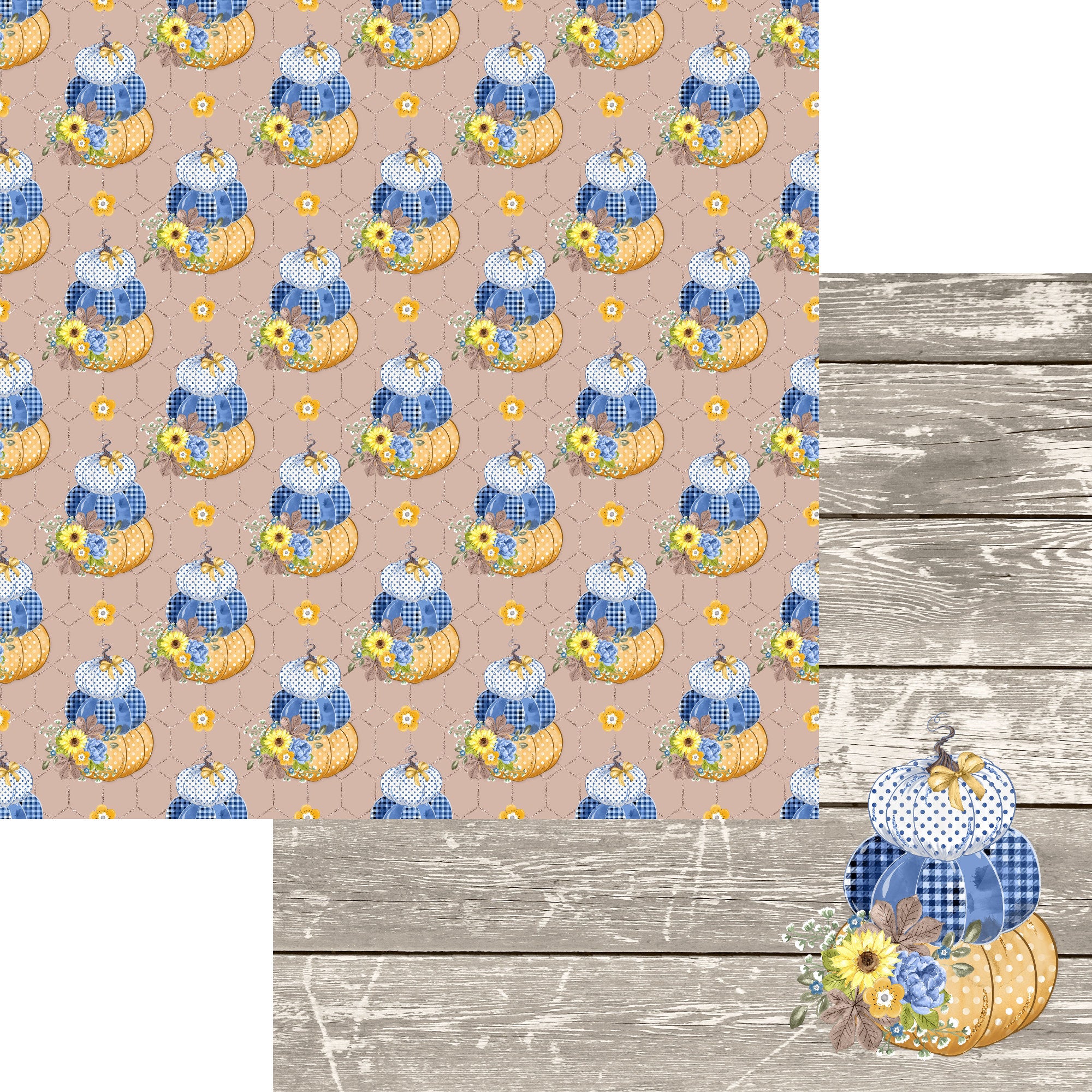 Bumblebee Fall Collection Pumpkin Patch 12 x 12 Double-Sided Scrapbook Paper by SSC Designs