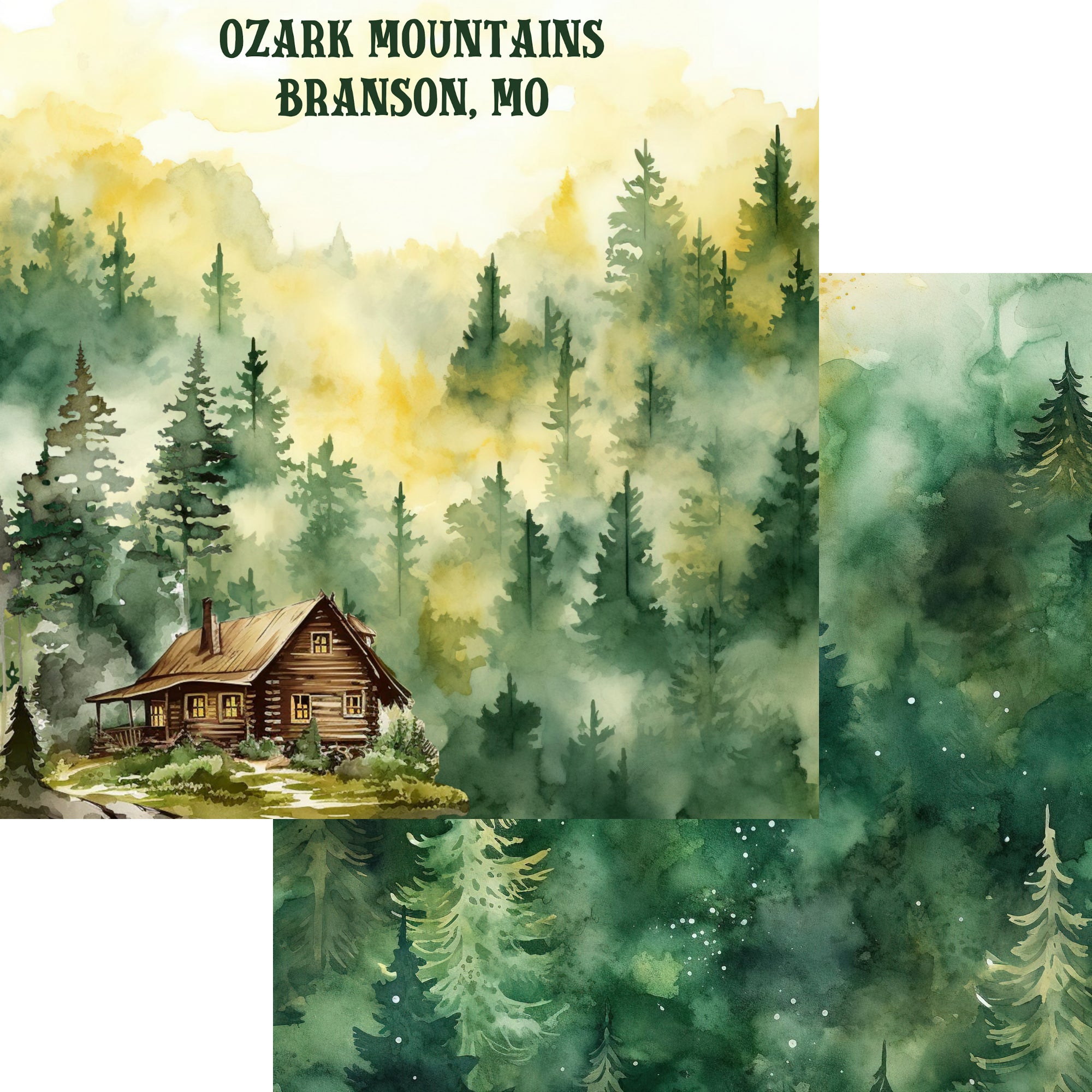 Branson, Missouri Collection Ozark Mountains 12 x 12 Double-Sided Scrapbook Paper by SSC Designs