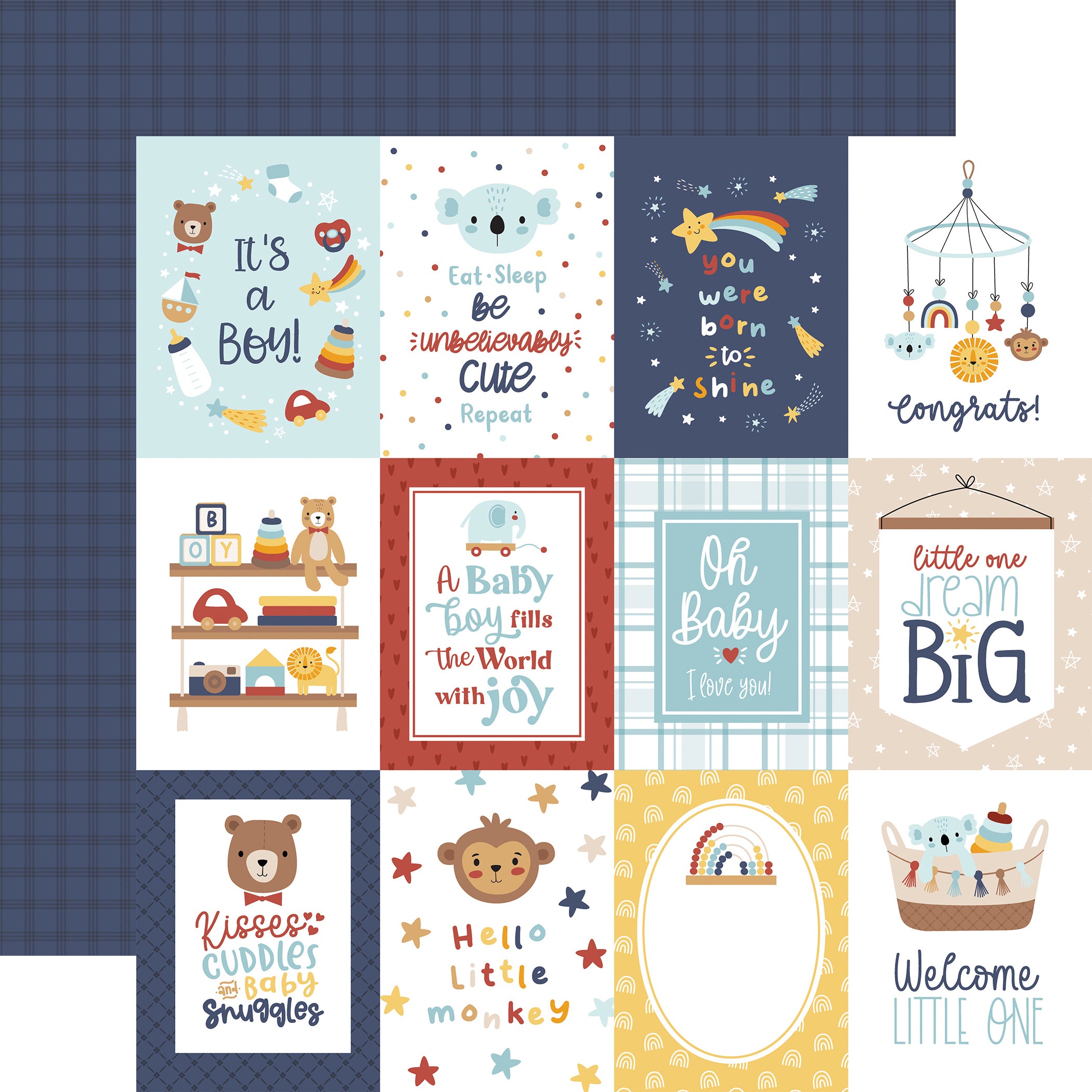 Baby Boy On Board 12 x 12 Scrapbook Collection Kit by Echo Park Paper - 13 Pieces