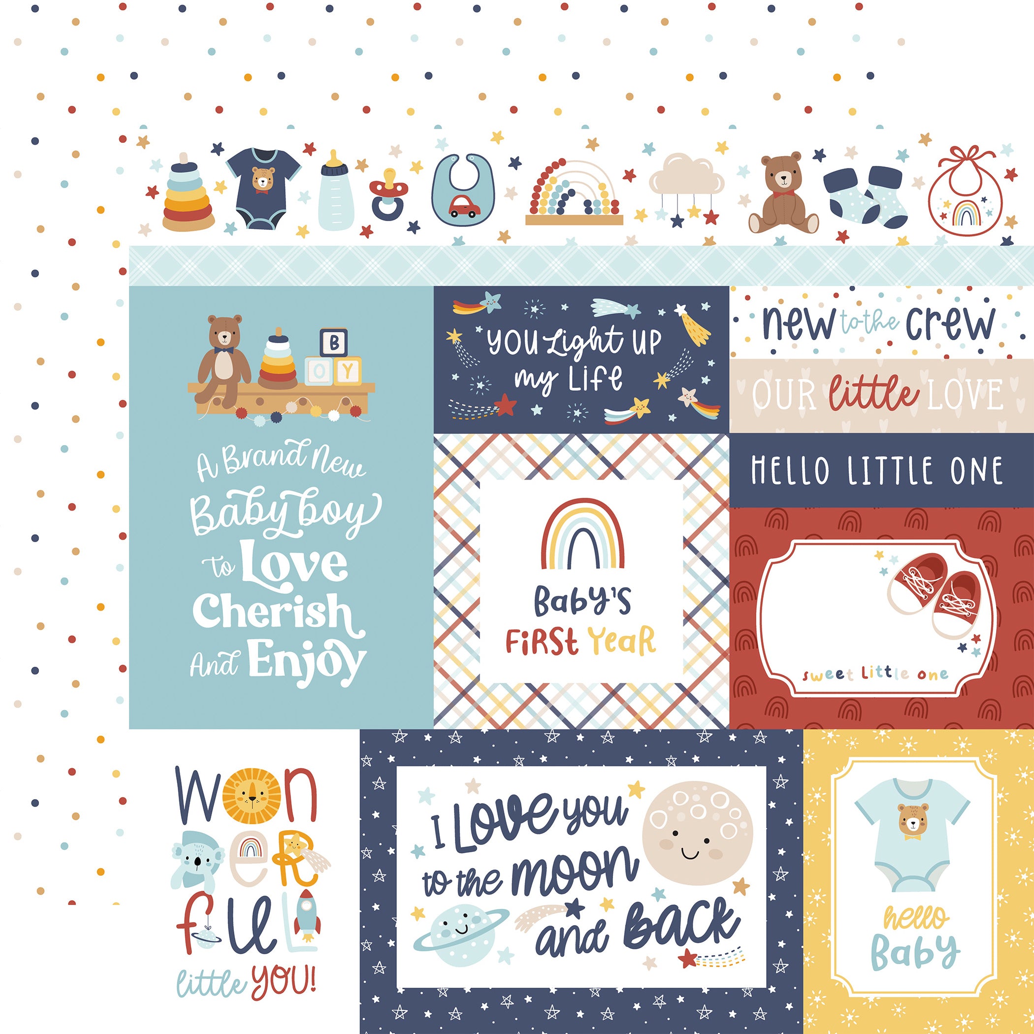 Baby Boy On Board 12 x 12 Scrapbook Collection Kit by Echo Park Paper - 13 Pieces