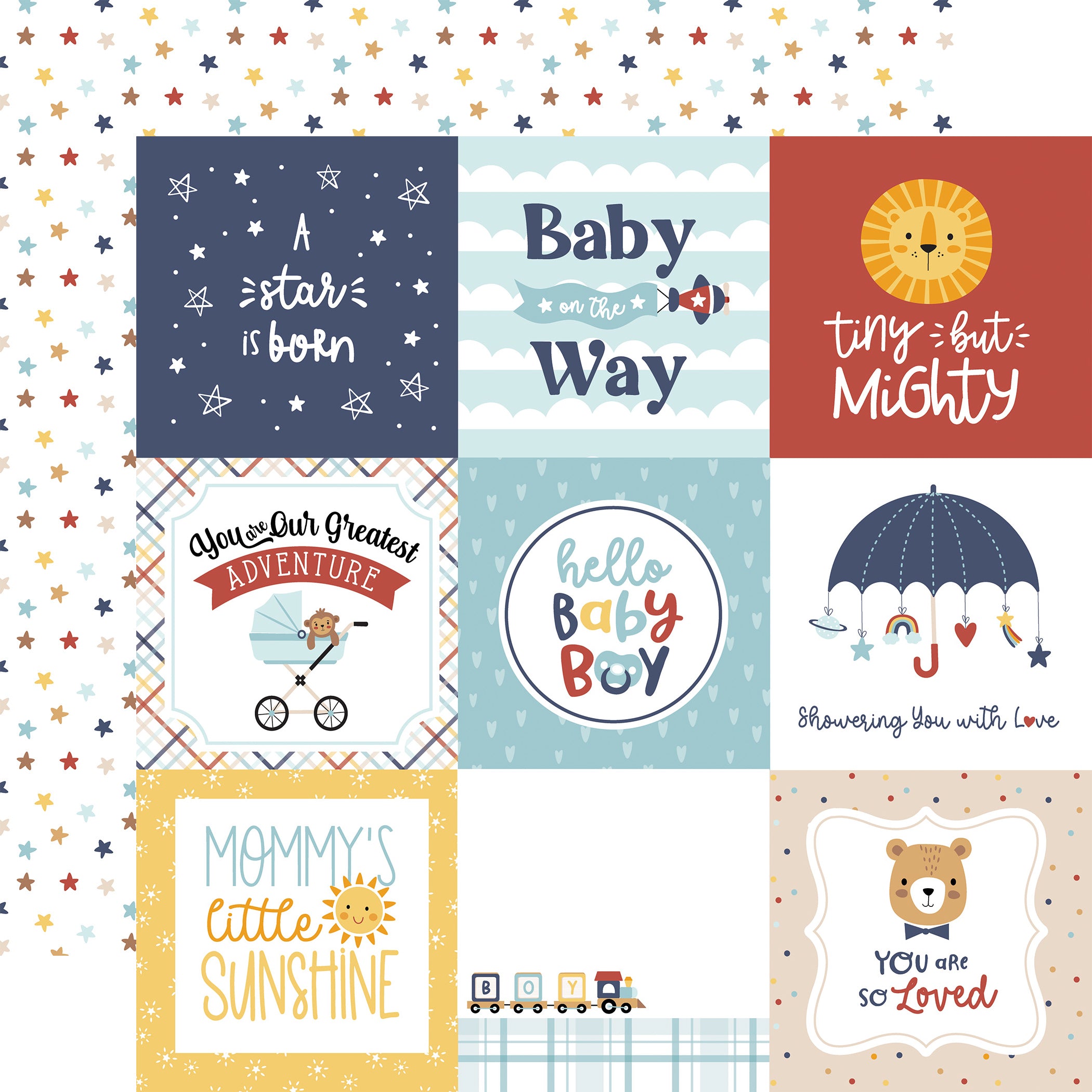 Baby Boy On Board 12 x 12 Scrapbook Collection Kit by Echo Park Paper - 13 Pieces