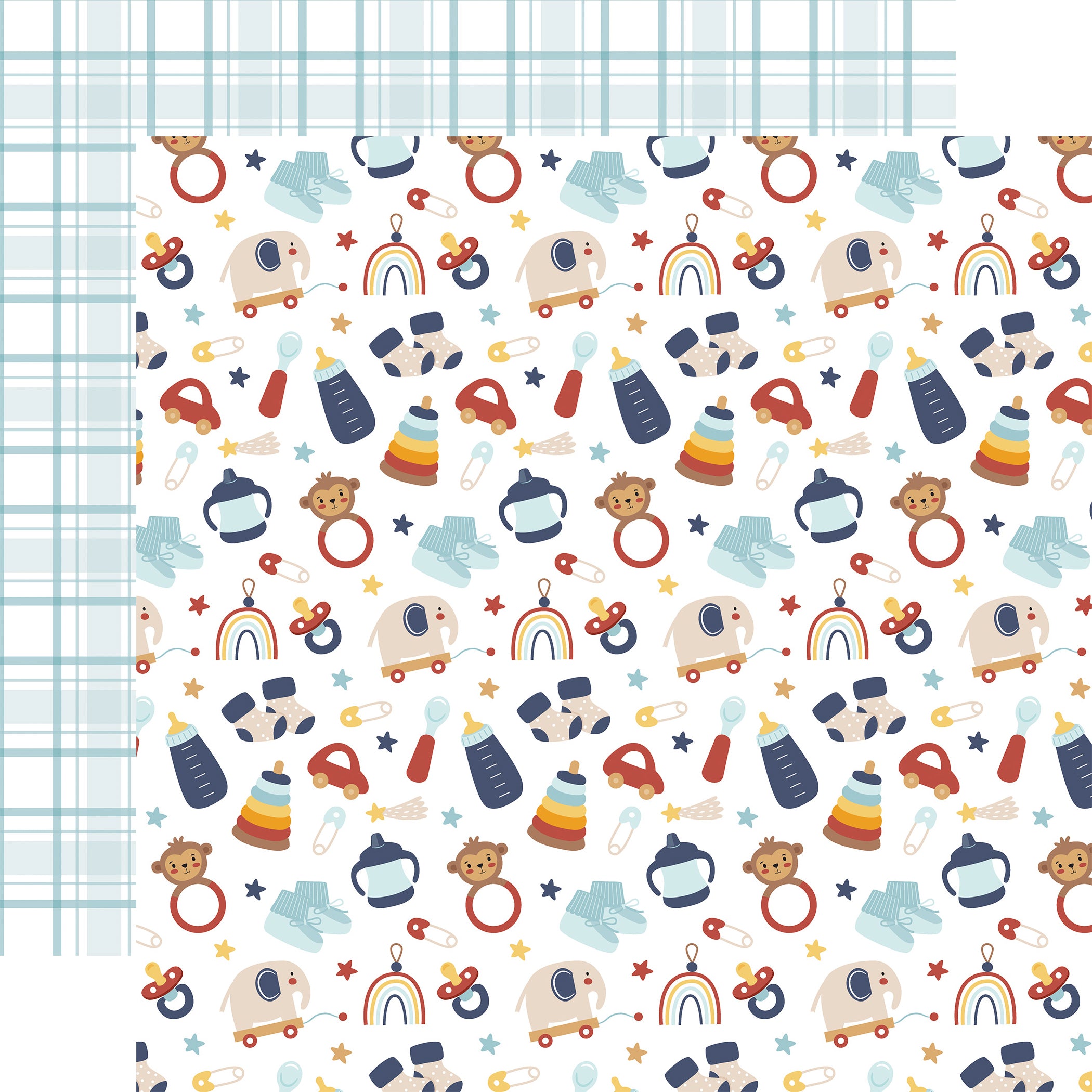 Baby Boy On Board 12 x 12 Scrapbook Collection Kit by Echo Park Paper - 13 Pieces