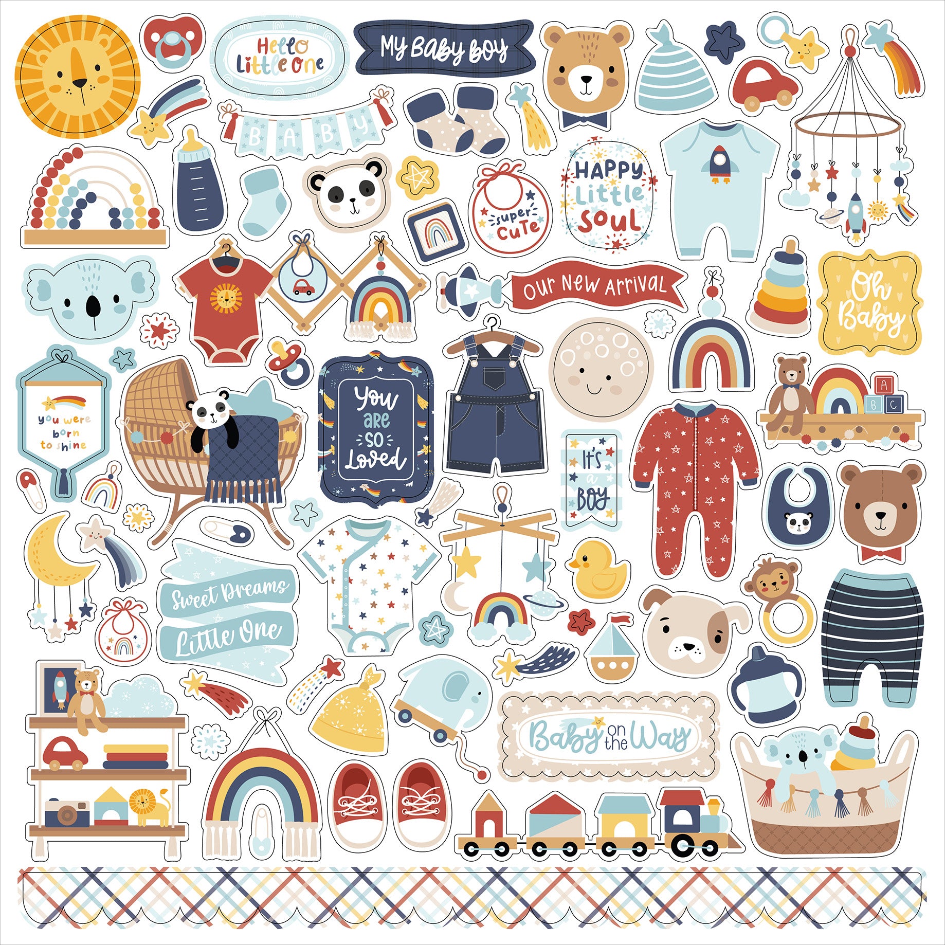 Baby Boy On Board 12 x 12 Scrapbook Collection Kit by Echo Park Paper - 13 Pieces