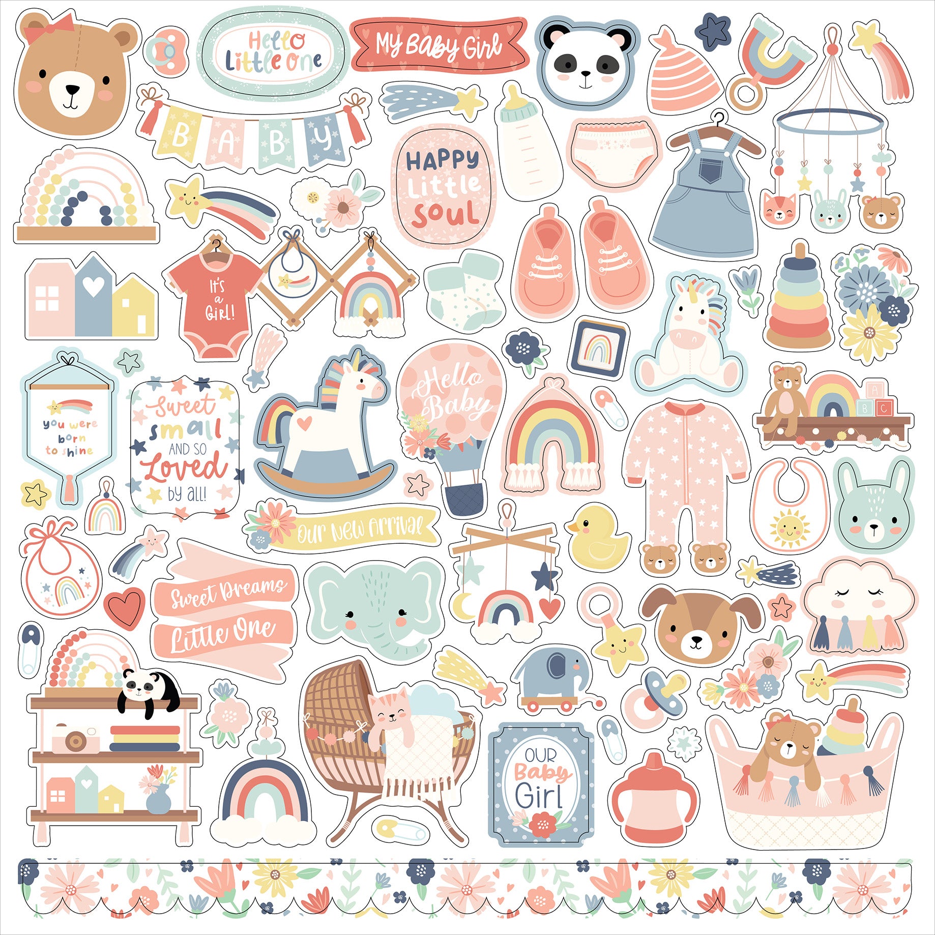 Baby Girl On Board 12 x 12 Scrapbook Collection Kit by Echo Park Paper - 13 Pieces