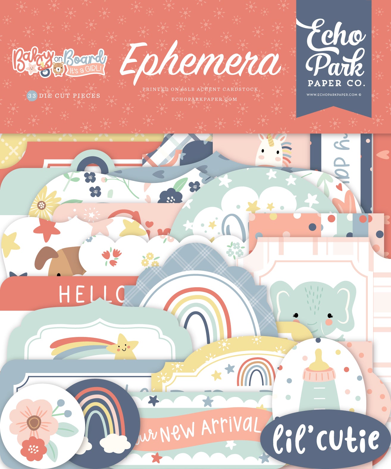 Baby On Board It's A Girl Collection Ephemera Scrapbook Embellishments by Echo Park Paper