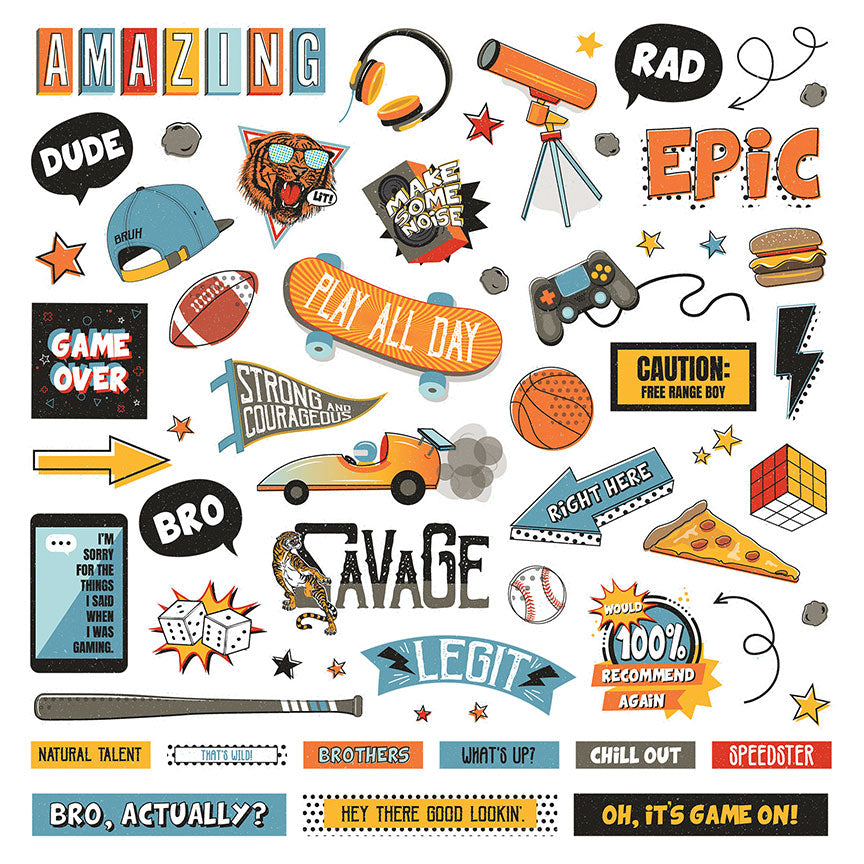 Bro's Amazing Collection 12 x 12 Scrapbook Sticker Sheet by Photo Play
