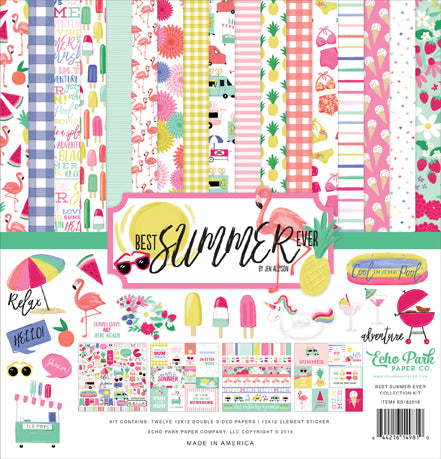 Best Summer Ever Scrapbook Paper & Sticker Collection Kit by Echo Park Paper - 13 Pieces