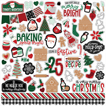 Baking Spirits Bright Scrapbook Paper and Sticker Kit by Echo Park Paper - 13 Pieces