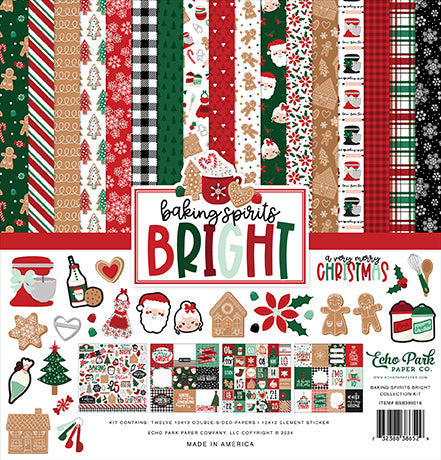 Baking Spirits Bright Scrapbook Paper and Sticker Kit by Echo Park Paper - 13 Pieces
