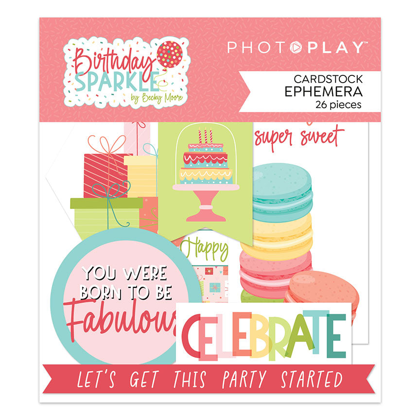 Birthday Sparkle Collection 5 x 5 Scrapbook Ephemera Die Cut Embellishments by Photo Play Paper