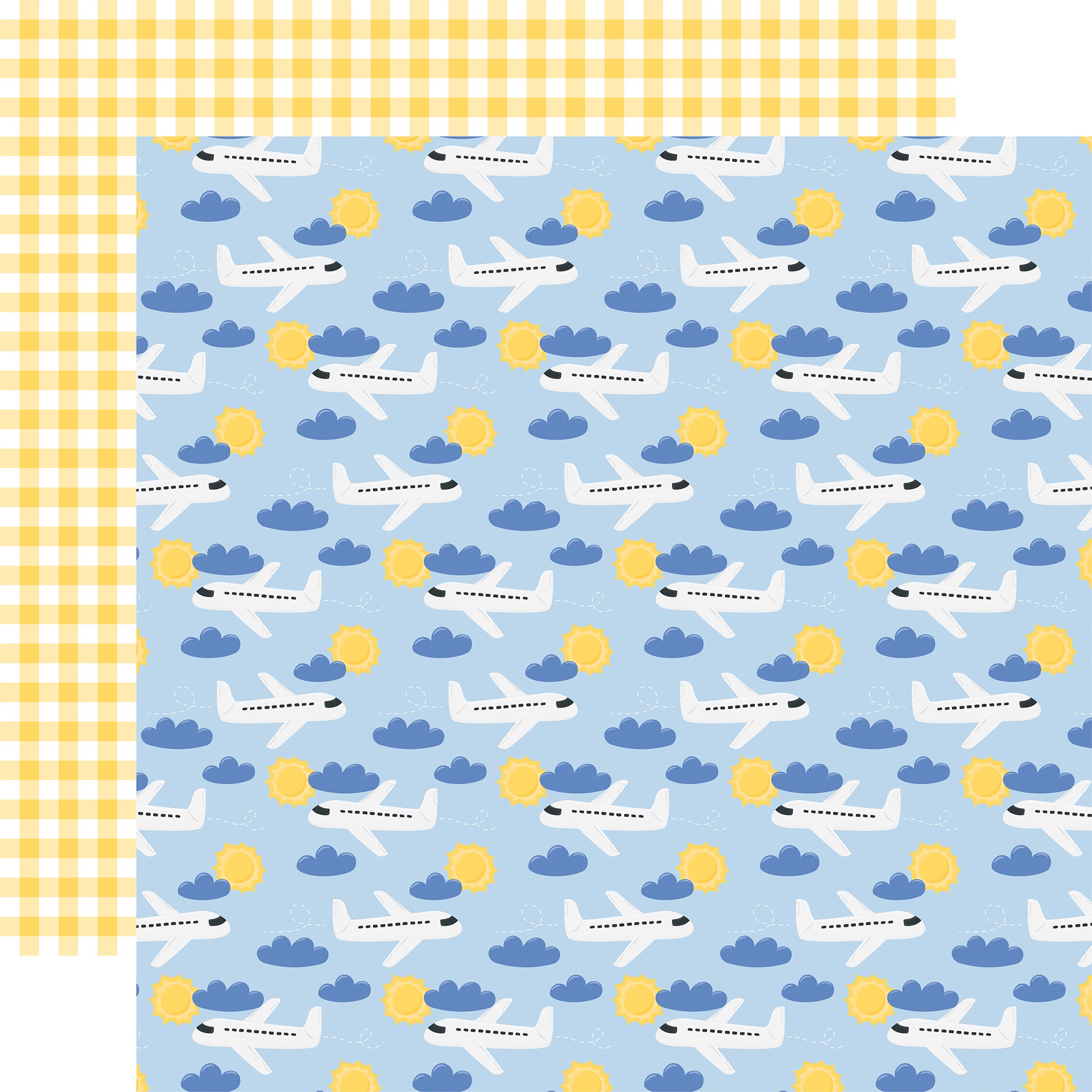 Born To Travel Collection Flying Airplanes 12 x 12 Double-Sided Scrapbook Paper by Echo Park Paper
