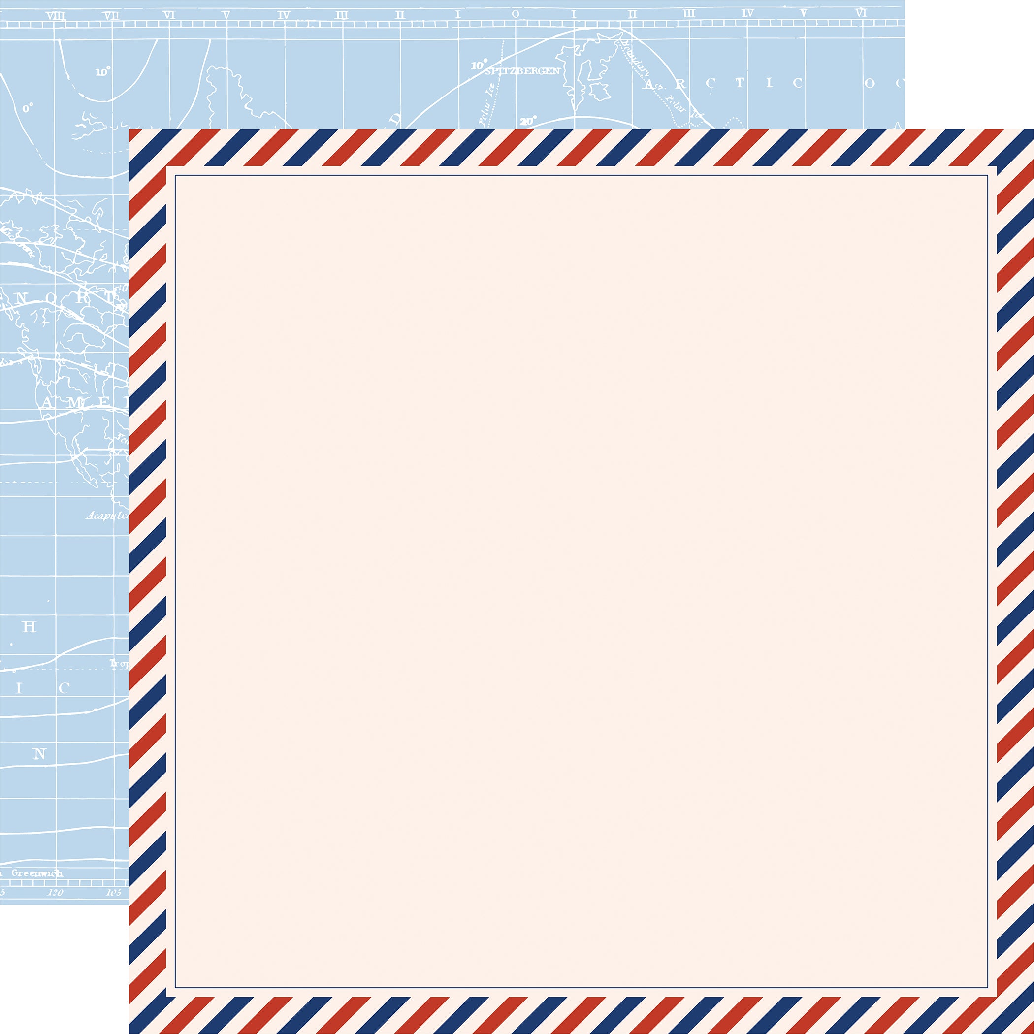 Born To Travel Collection Postcard 12 x 12 Double-Sided Scrapbook Paper by Echo Park Paper