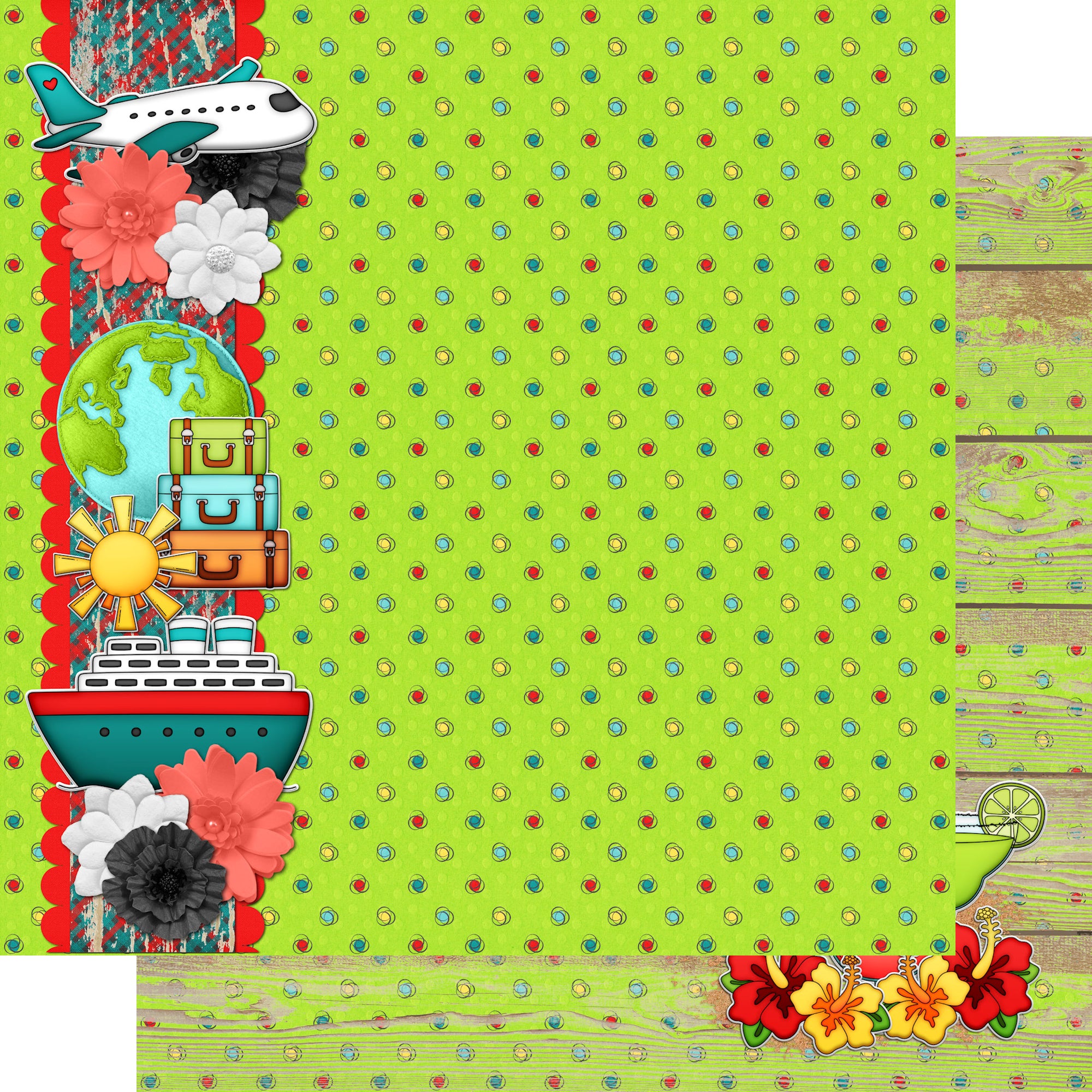 Bon Voyage Collection Fruity Drinks 12 x 12 Double-Sided Scrapbook Paper by SSC Designs