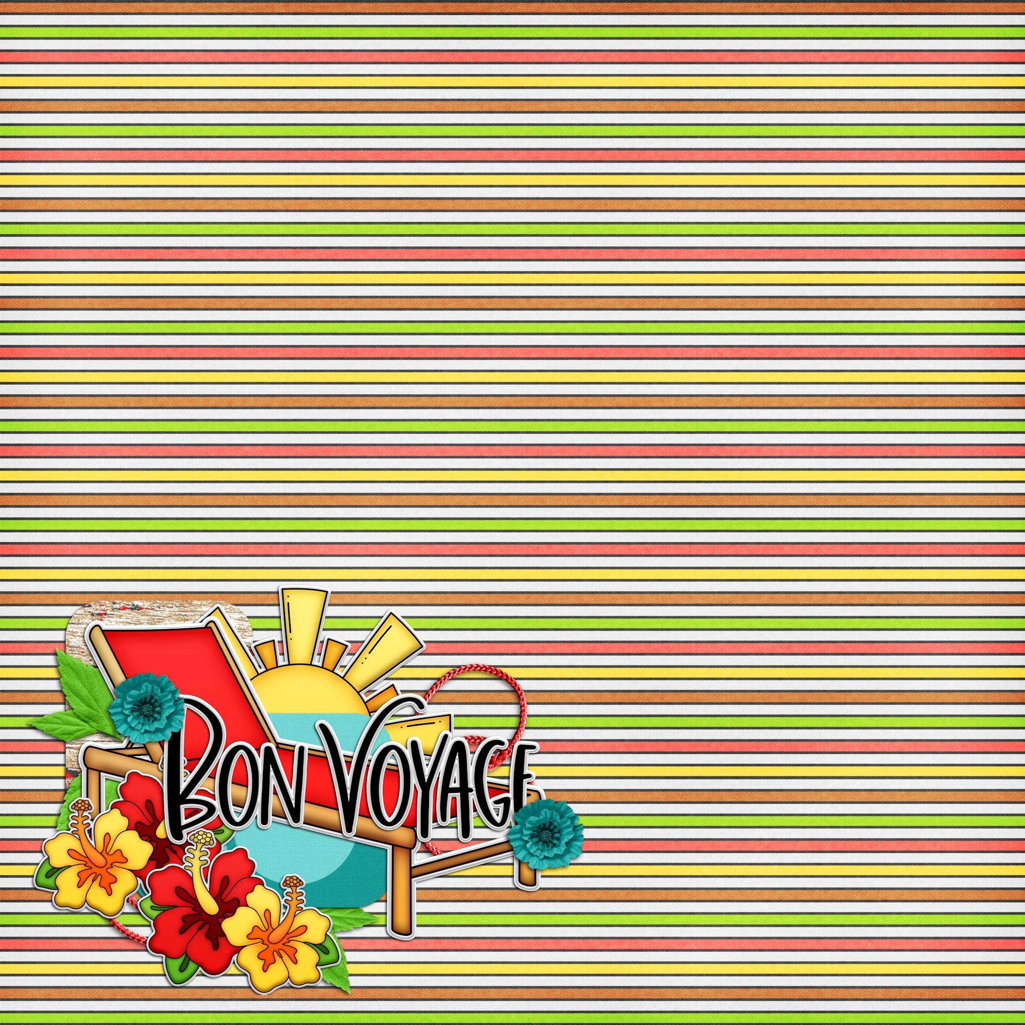 Bon Voyage Collection Relaxing In Paradise 12 x 12 Double-Sided Scrapbook Paper by SSC Designs