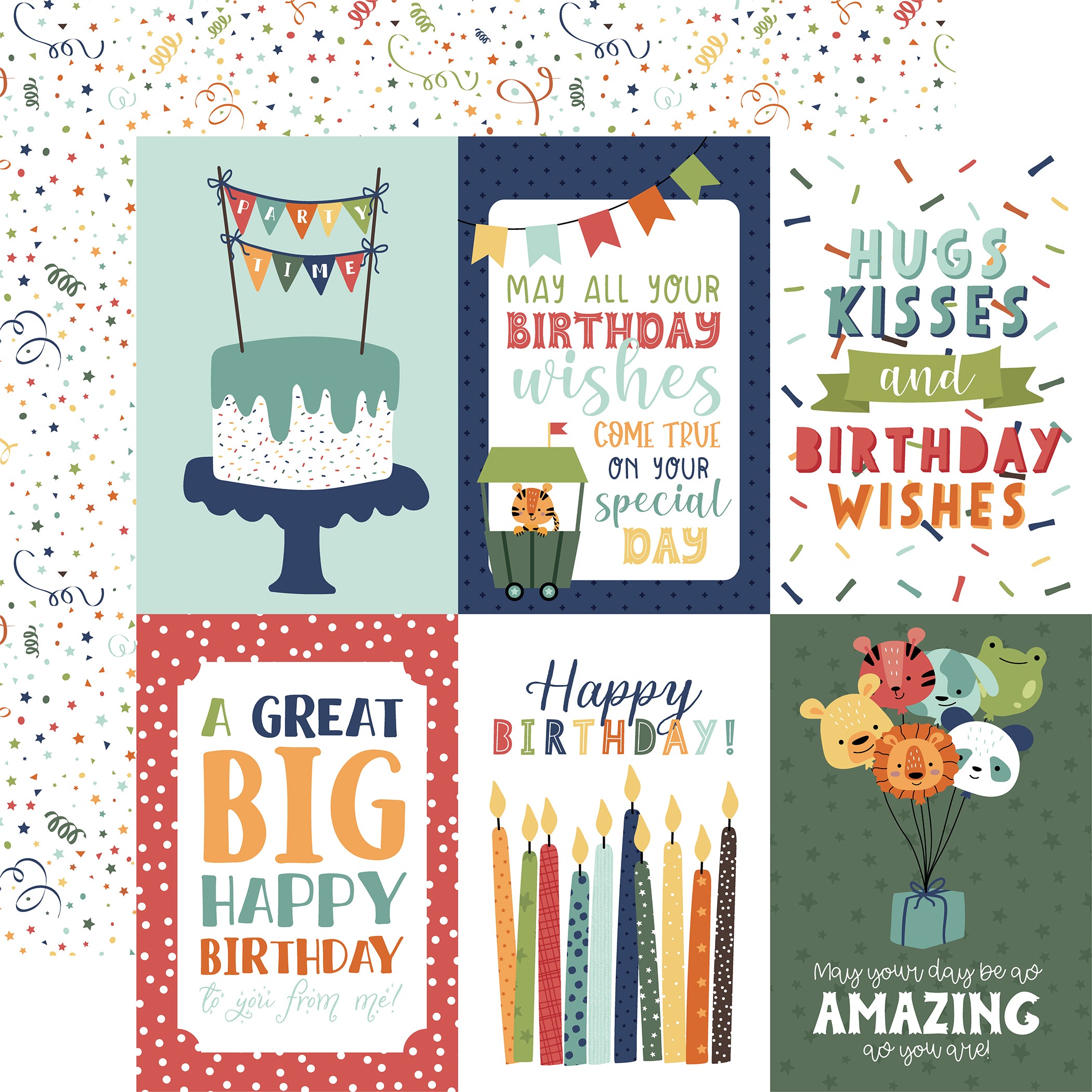 A Birthday Wish Boy Collection 13-Piece Collection Kit by Echo Park Paper-12 Papers, 1 Sticker
