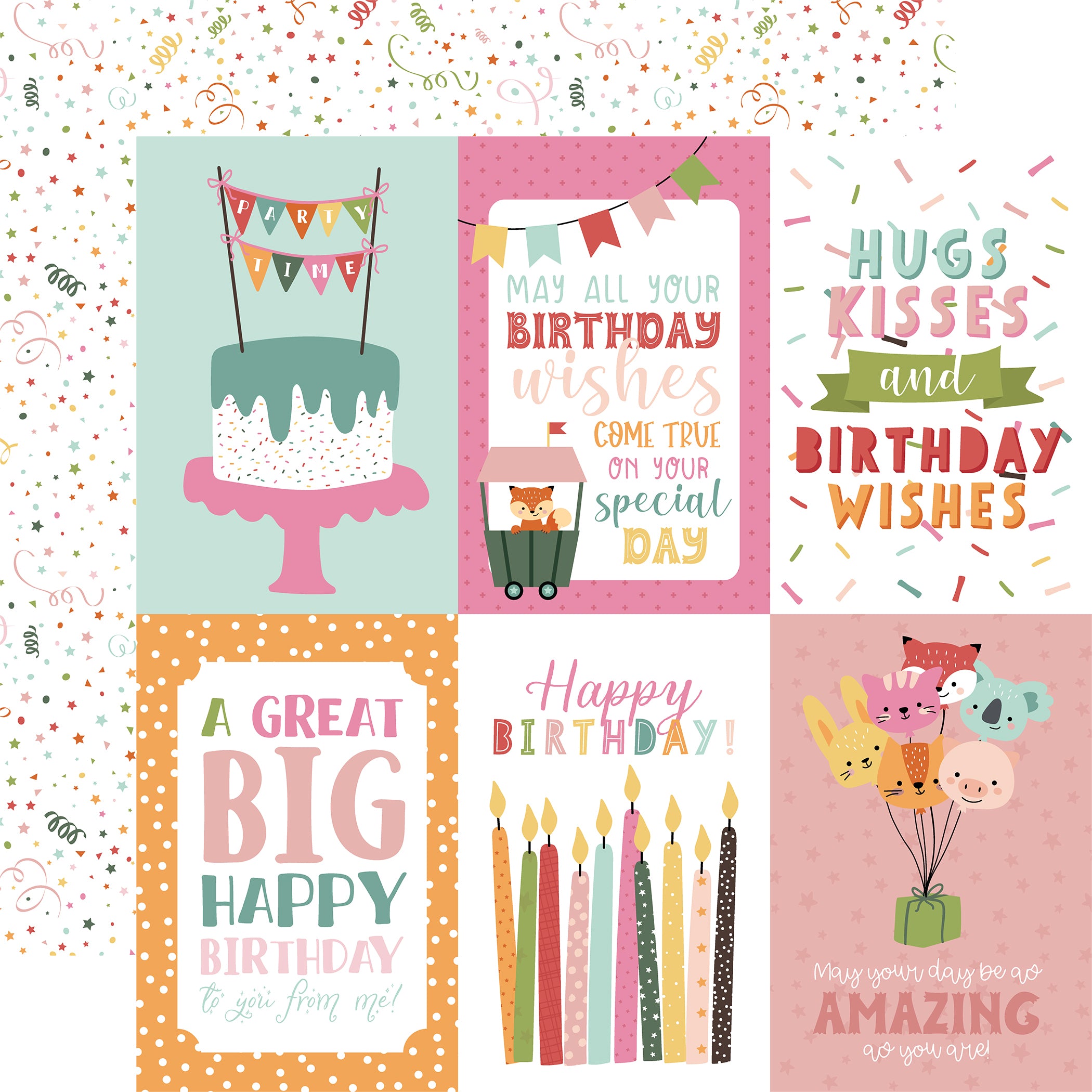 A Birthday Wish Girl Collection 12 x 12 Double-Sided Scrapbook Paper & Sticker Collection Kit by Echo Park Paper
