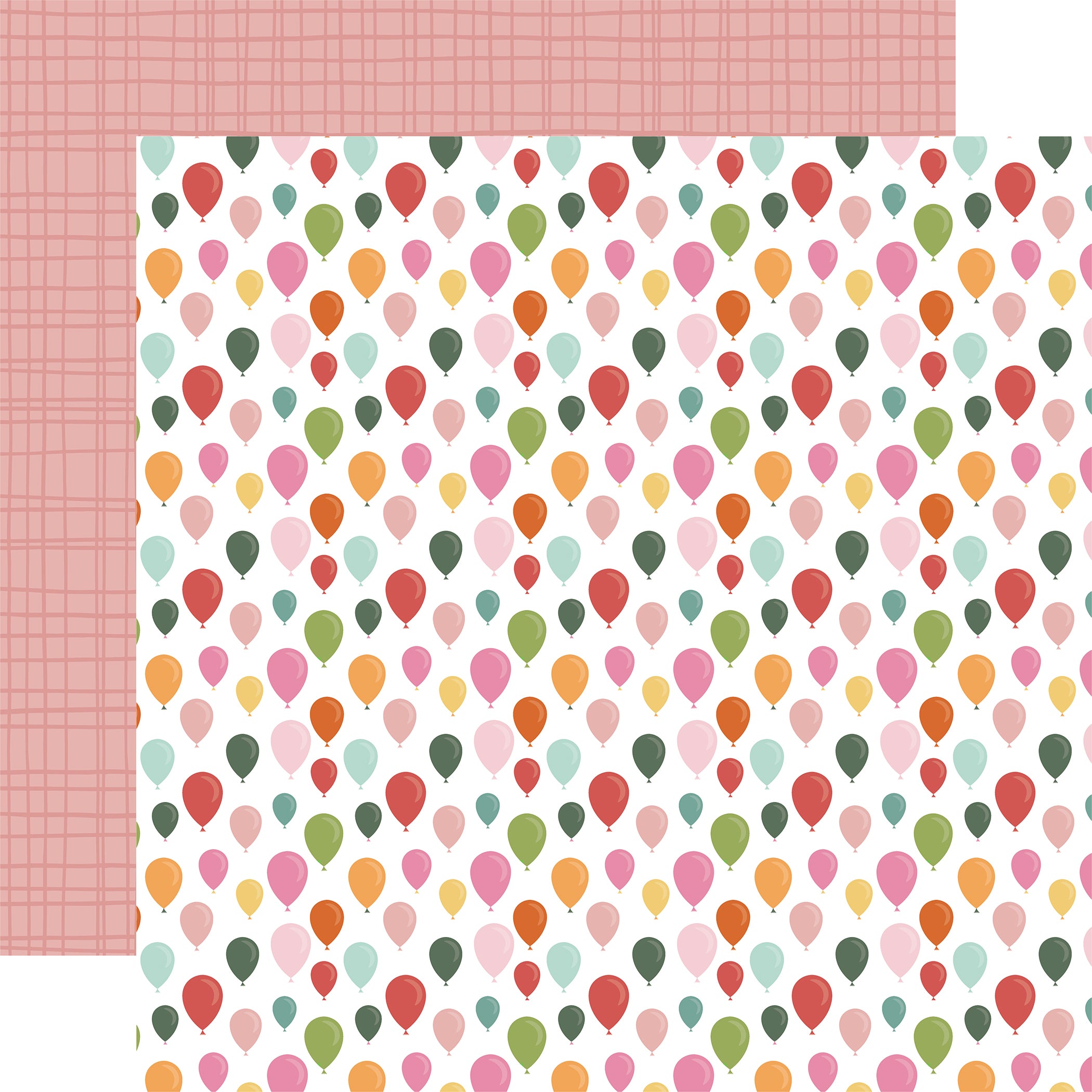 A Birthday Wish Collection Girl Birthday Balloons 12 x 12 Double-Sided Scrapbook Paper by Echo Park Paper