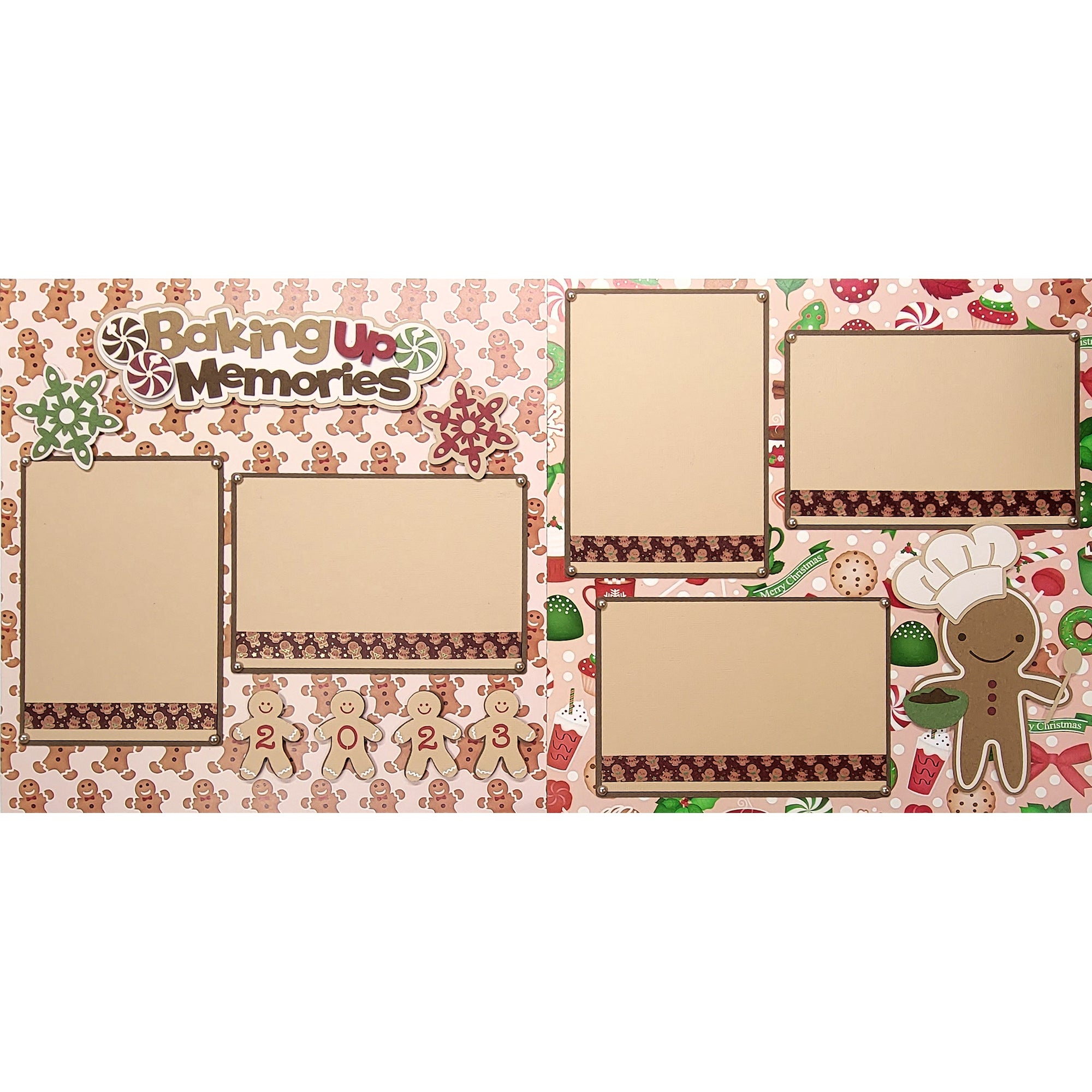 Baking Up Memories Gingerbread (2) - 12 x 12 Pages, Fully-Assembled & Hand-Crafted 3D Scrapbook Premade by SSC Designs