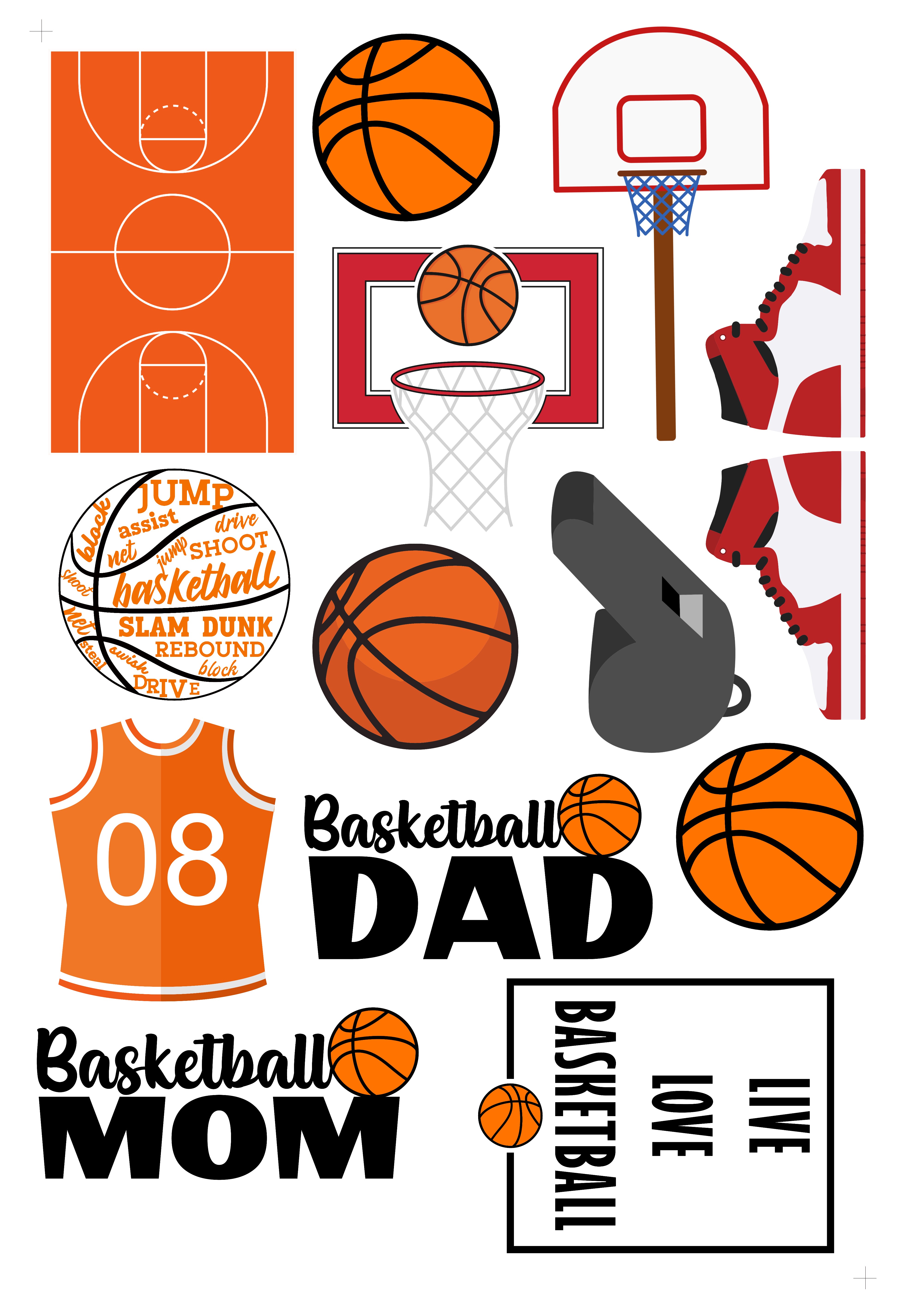 Sports Beat Collection Basketball Scrapbook Embellishments by SSC Designs - Pkg. of 14