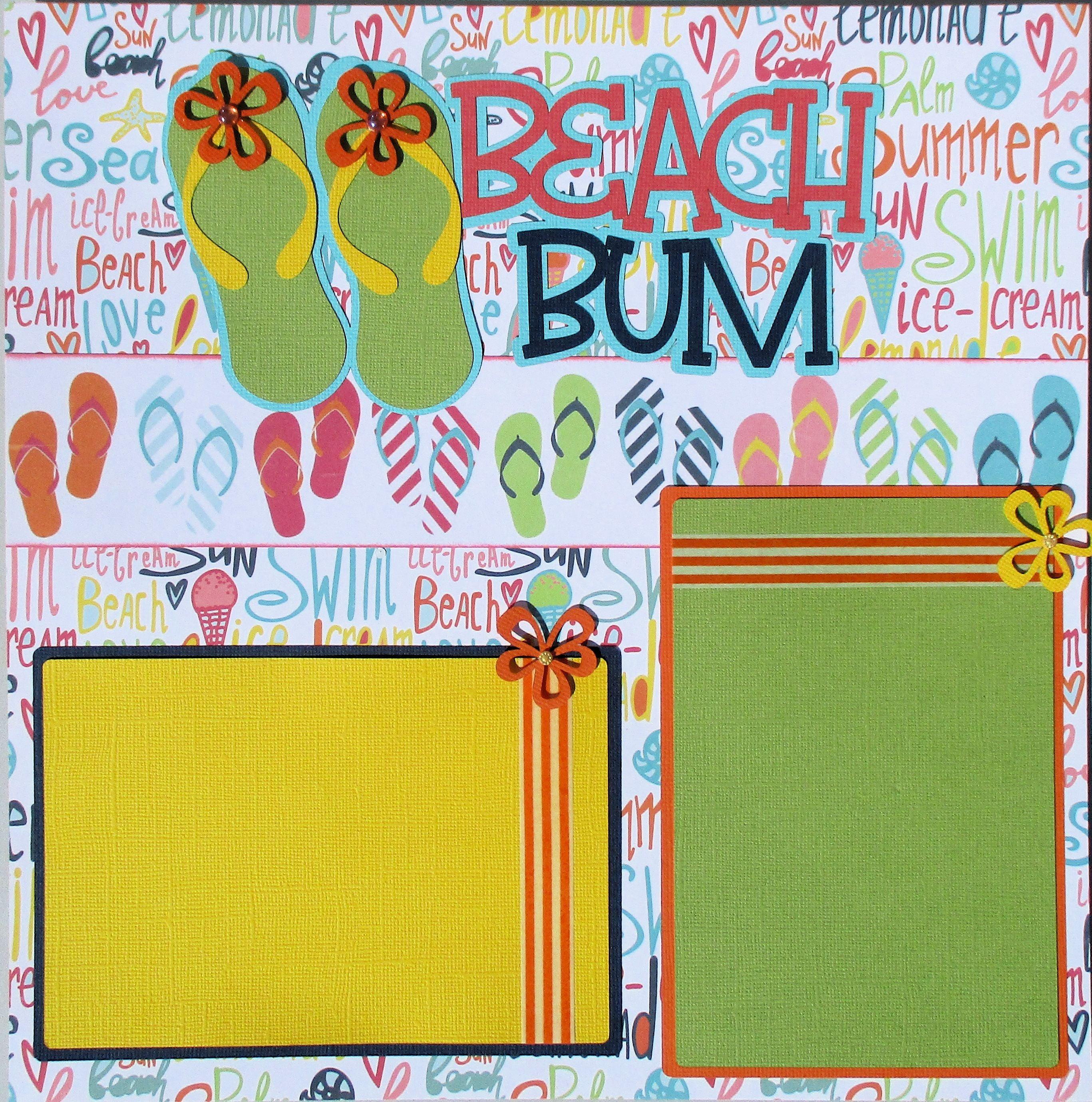 Beach Bum Premade Embellished Two-Page 12 x 12 Scrapbook Premade by SSC Designs - Scrapbook Supply Companies