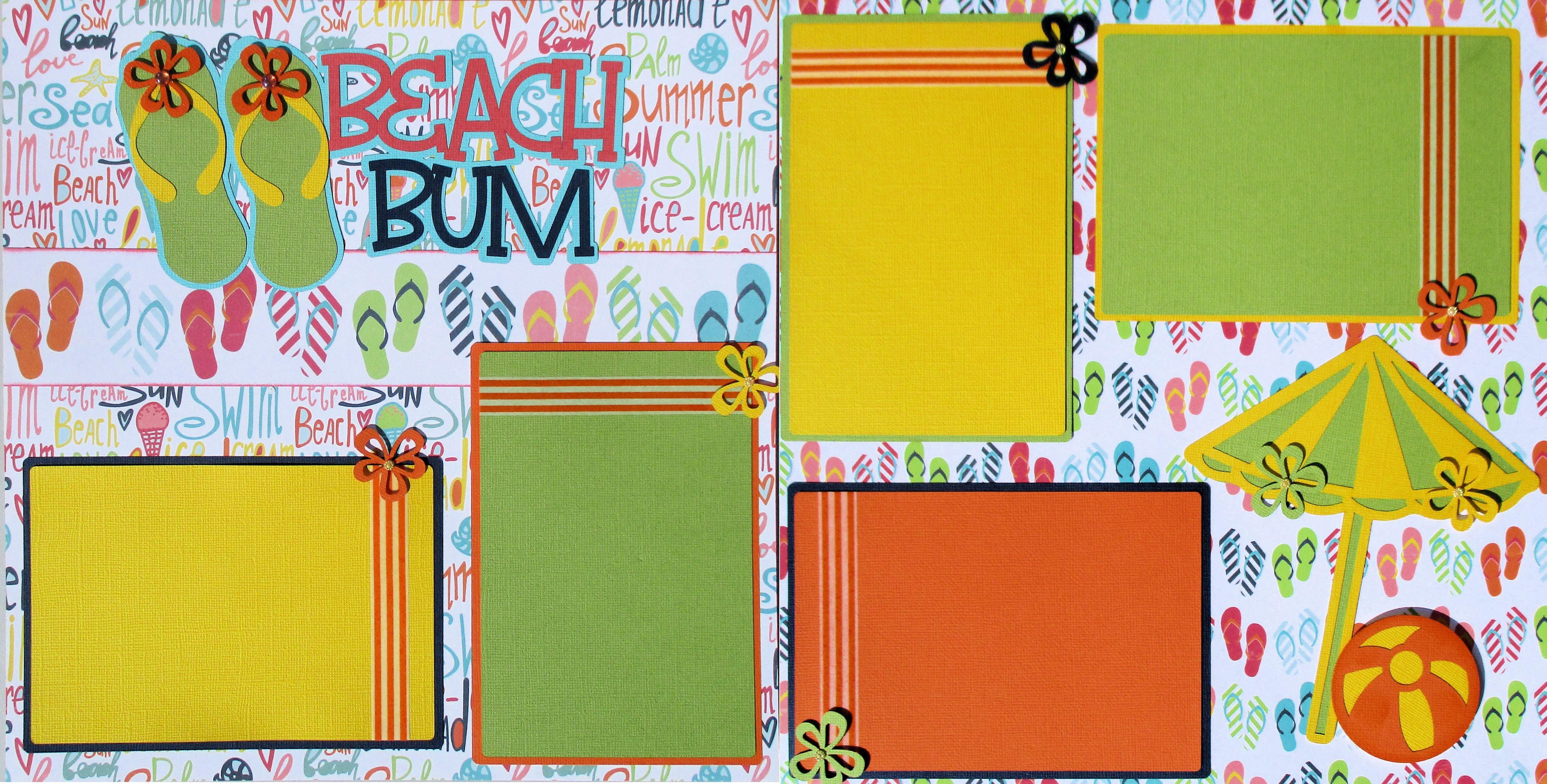 Beach Bum Premade Embellished Two-Page 12 x 12 Scrapbook Premade by SSC Designs